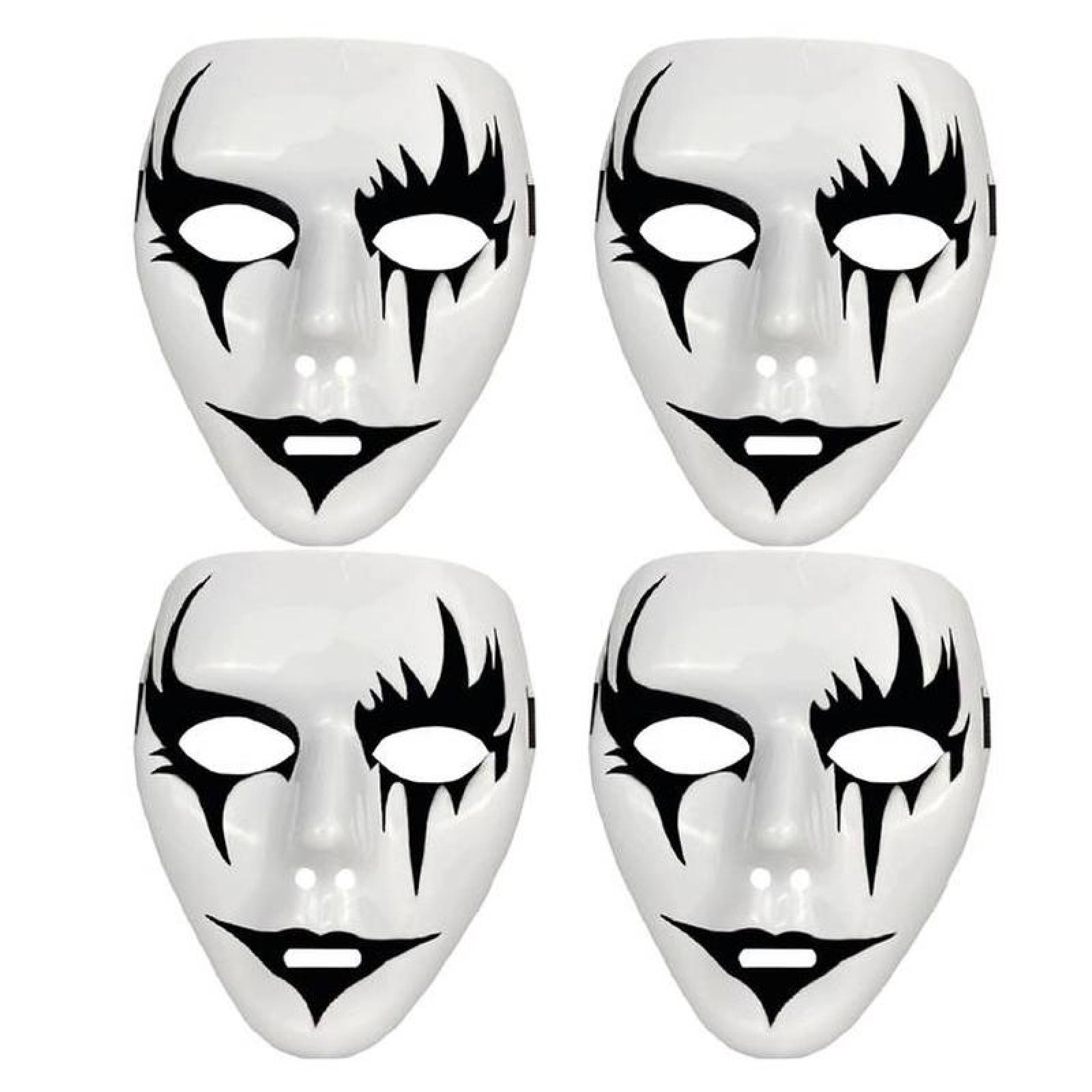 Máscaras para Fiestas Rave MXEHL-004-5 4 pzas, 18x16x4 cm Plástico PVC Blanco y Negro Máscara Demoniaca, HellMasc