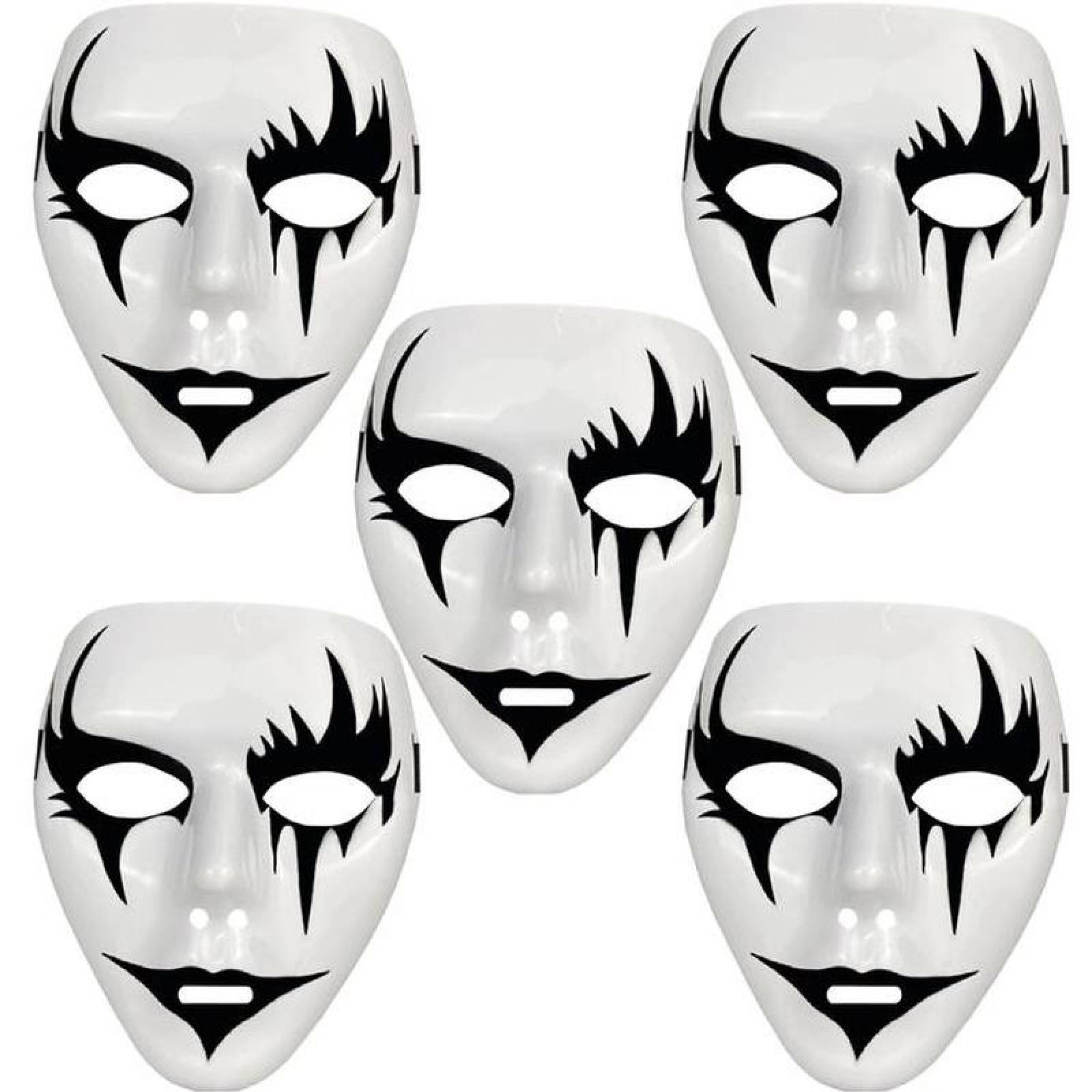 Careta para Carnaval MXEHL-005-2 5 pzas, 18x16x4 cm Plástico PVC Blanco y Negro Máscara Demoniaca, HellMasc