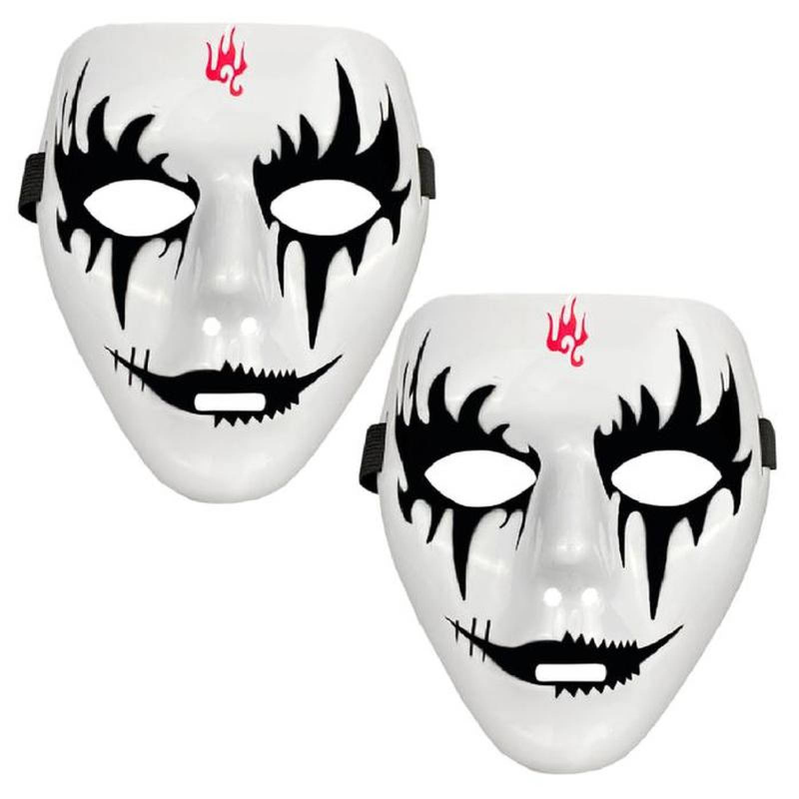Careta de Demonio para Halloween MXEVI-002-4 2 pzas, 18x16x4 cm Plástico PVC Blanco y Negro Máscara Demoniaca, EvilMasc