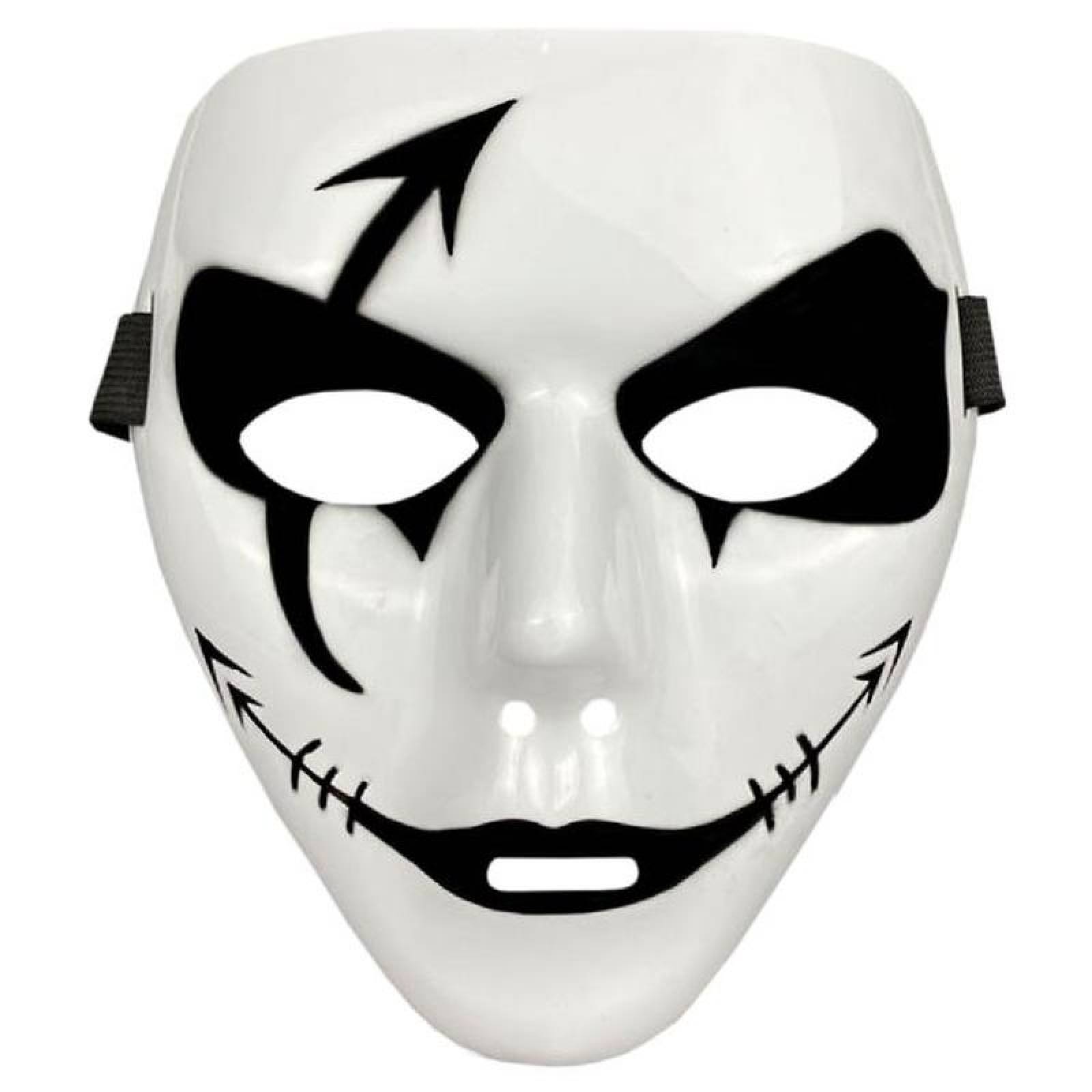 Máscaras de Demonio para Halloween MXFRC-001-6 1 pza, 18x16x4 cm Plástico PVC Blanco y Negro Máscara Demoniaca, FreakMasc