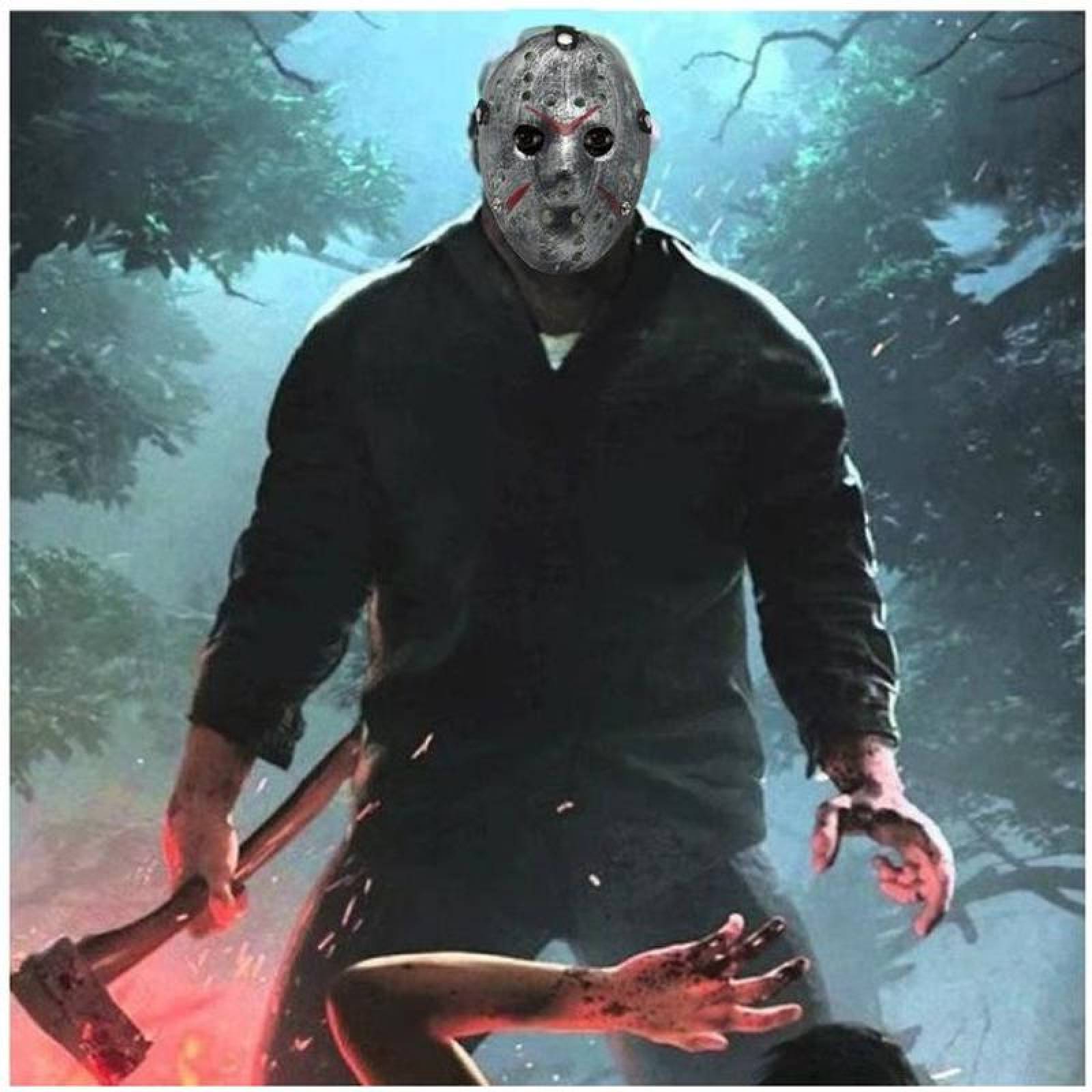 Día de Muertos Máscara Aterradora MXJSR-002-4 2 pzas, 25x18x5 cm Plástico PVC Plata Máscara Jason Voorhees, JasonSilver