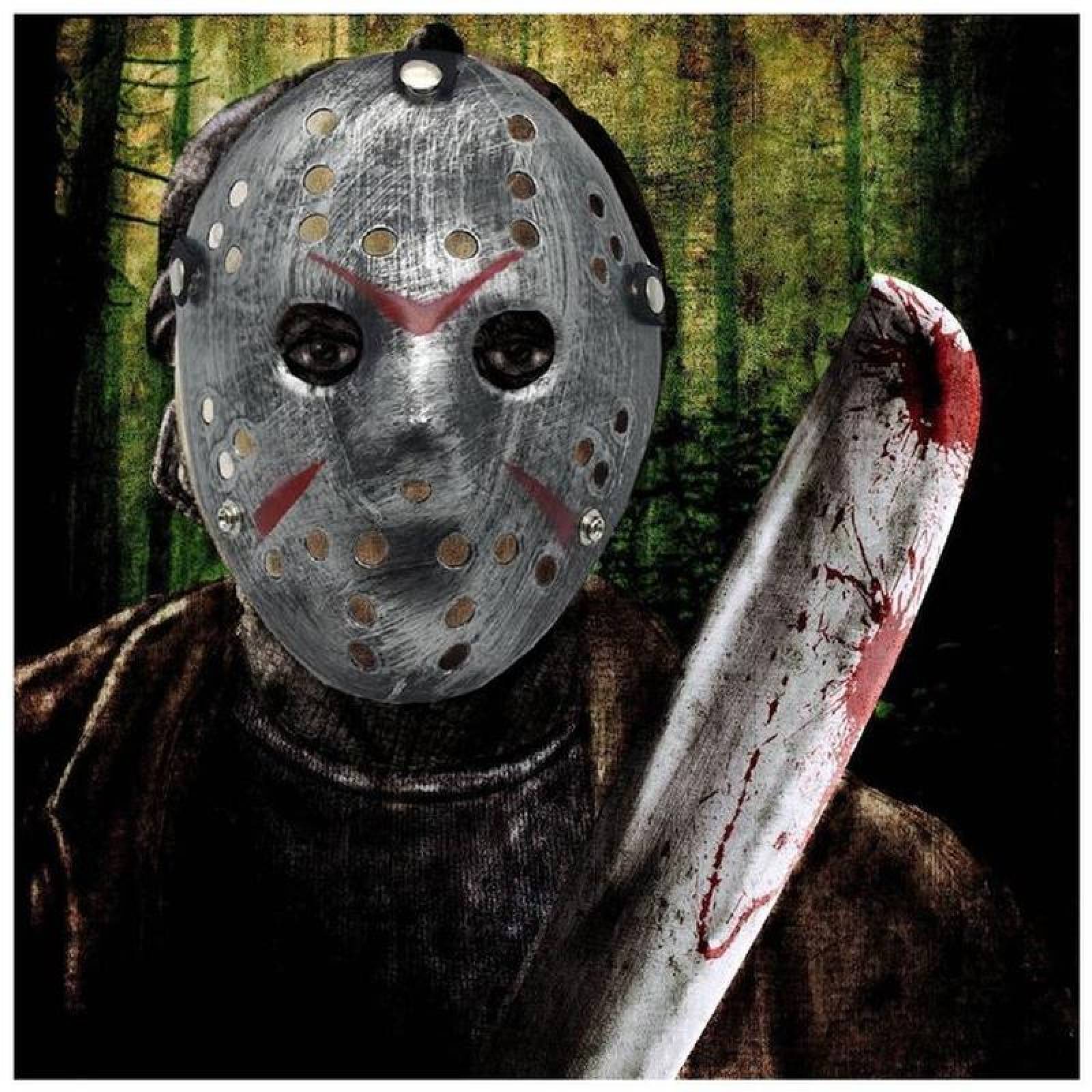 Día de Muertos Máscara Aterradora MXJSR-002-4 2 pzas, 25x18x5 cm Plástico PVC Plata Máscara Jason Voorhees, JasonSilver