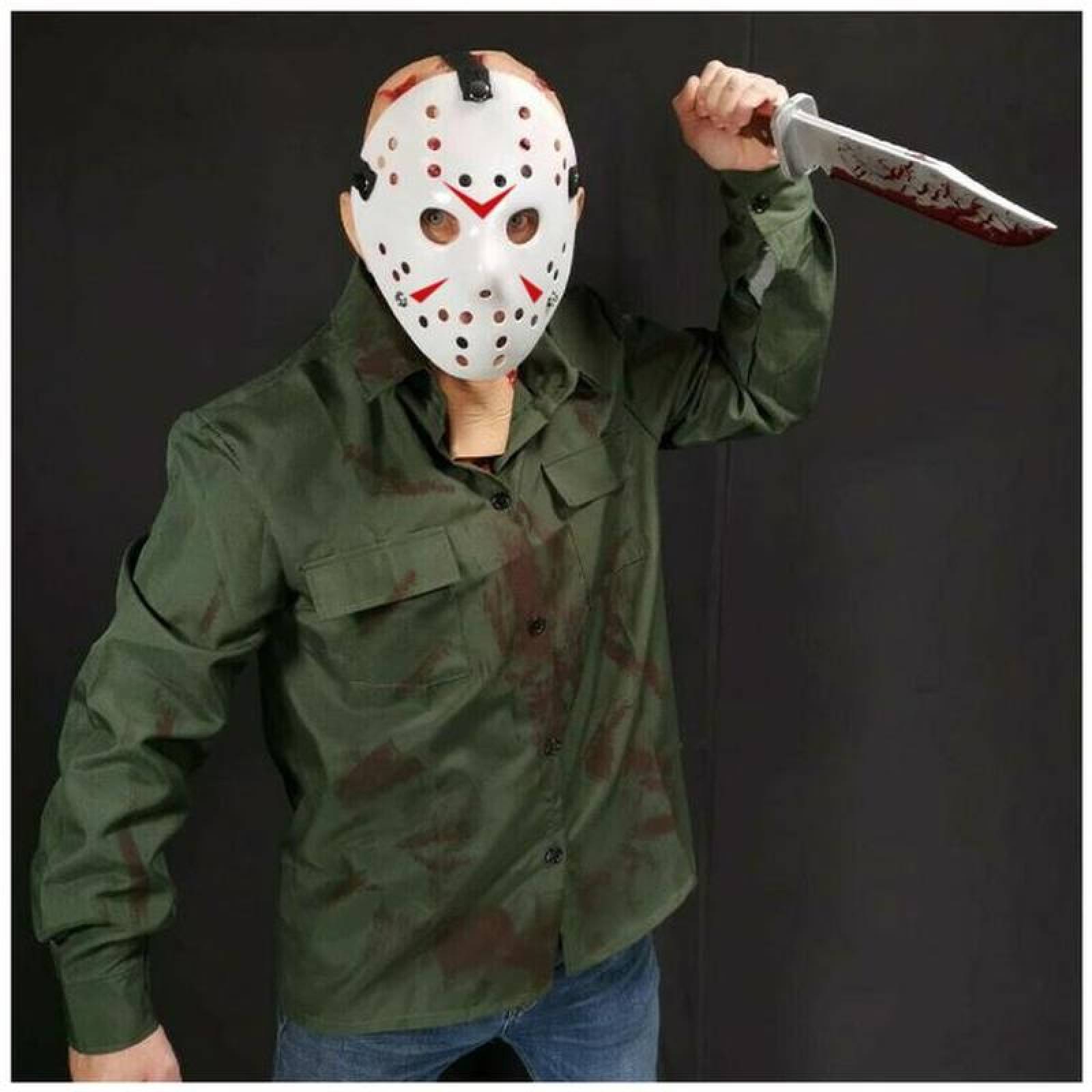 Halloween Disfraz de Miedo MXJWE-004-5 4 pzas, 25x18x5 cm Plástico PVC Blanco Máscara Jason Voorhees, JasonWhite