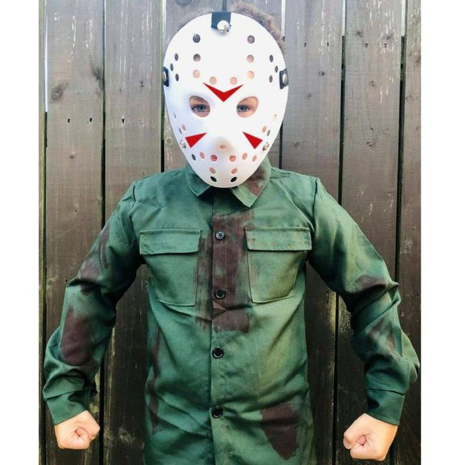 Halloween Disfraz de Miedo MXJWE-004-5 4 pzas, 25x18x5 cm Plástico PVC Blanco Máscara Jason Voorhees, JasonWhite