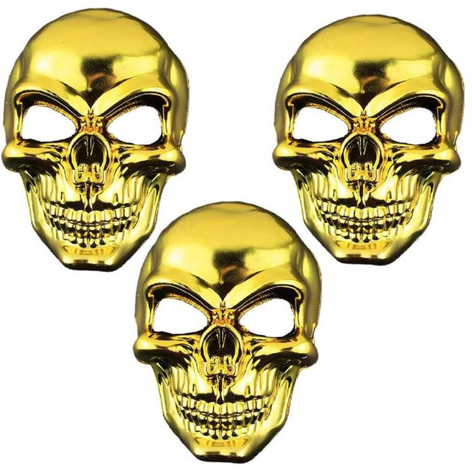 Máscaras de Halloween de Cráneo MXKLL-013 3 pzas, 26x17x4 cm Plástico PVC Dorado Máscara Cráneo, SkullMask