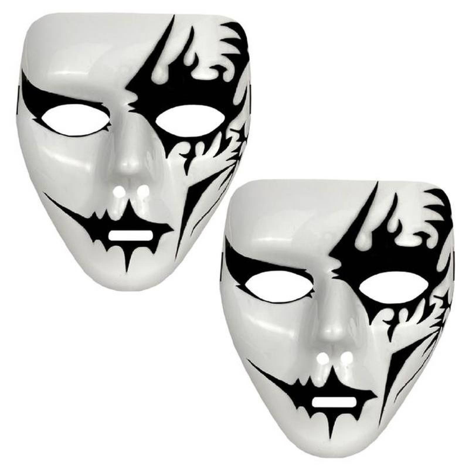 Disfraz de Demonio para Halloween MXKRE-002-6 2 pzas, 18x16x4 cm Plástico PVC Blanco y Negro Máscara Demoniaca, KrepyMasc