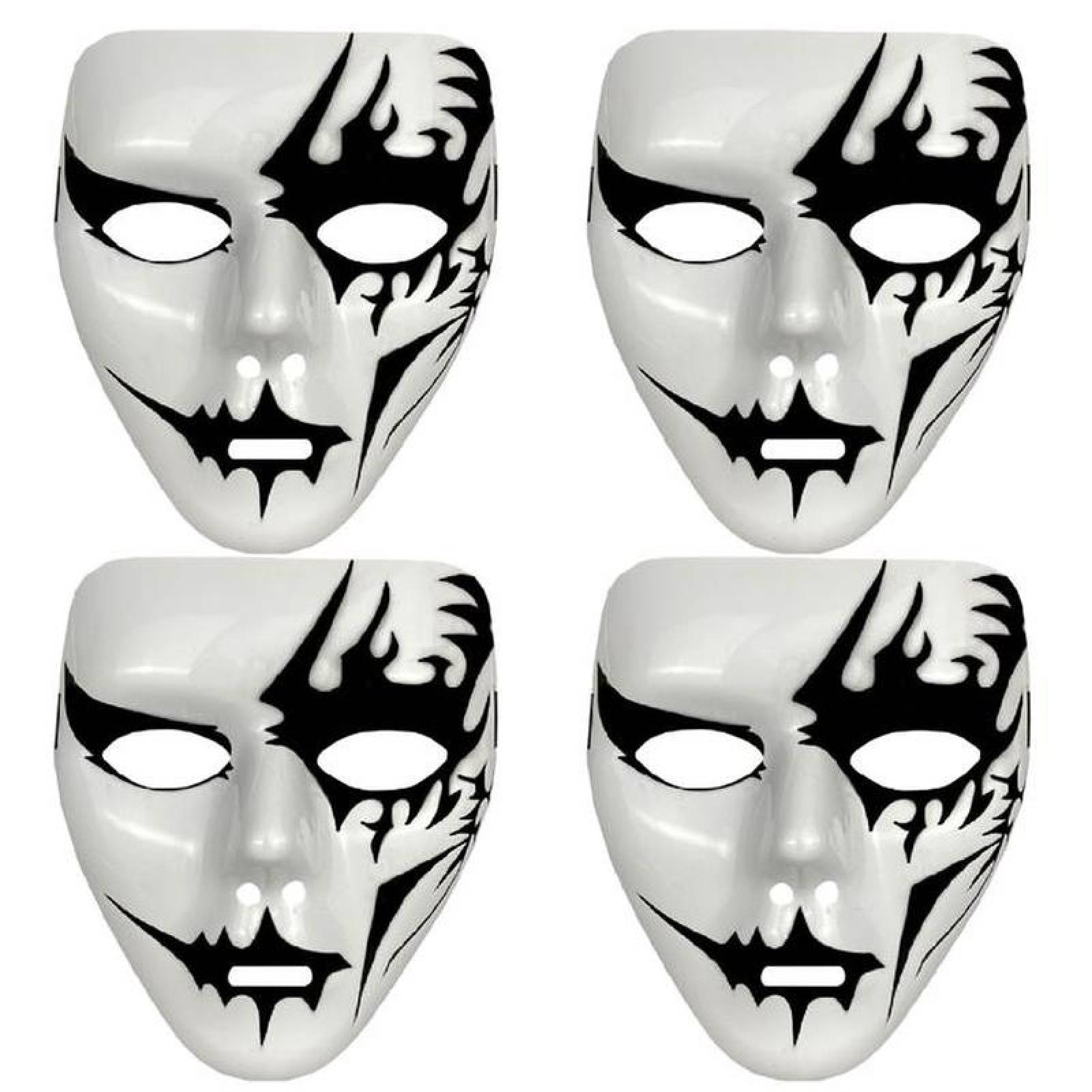 Halloween Máscaras con Protección MXKRE-004-4 4 pzas, 18x16x4 cm Plástico PVC Blanco y Negro Máscara Demoniaca, KrepyMasc