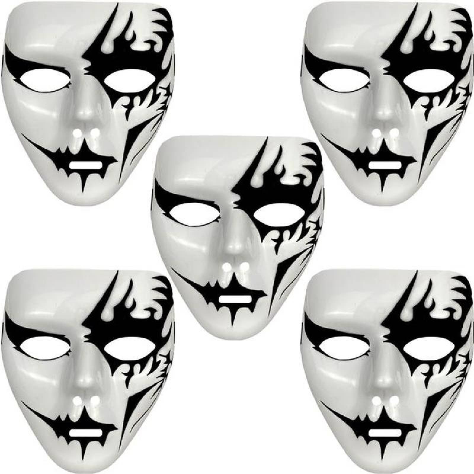 Caretas Terroríficas de Halloween MXKRE-005-1 5 pzas, 18x16x4 cm Plástico PVC Blanco y Negro Máscara Demoniaca, KrepyMasc
