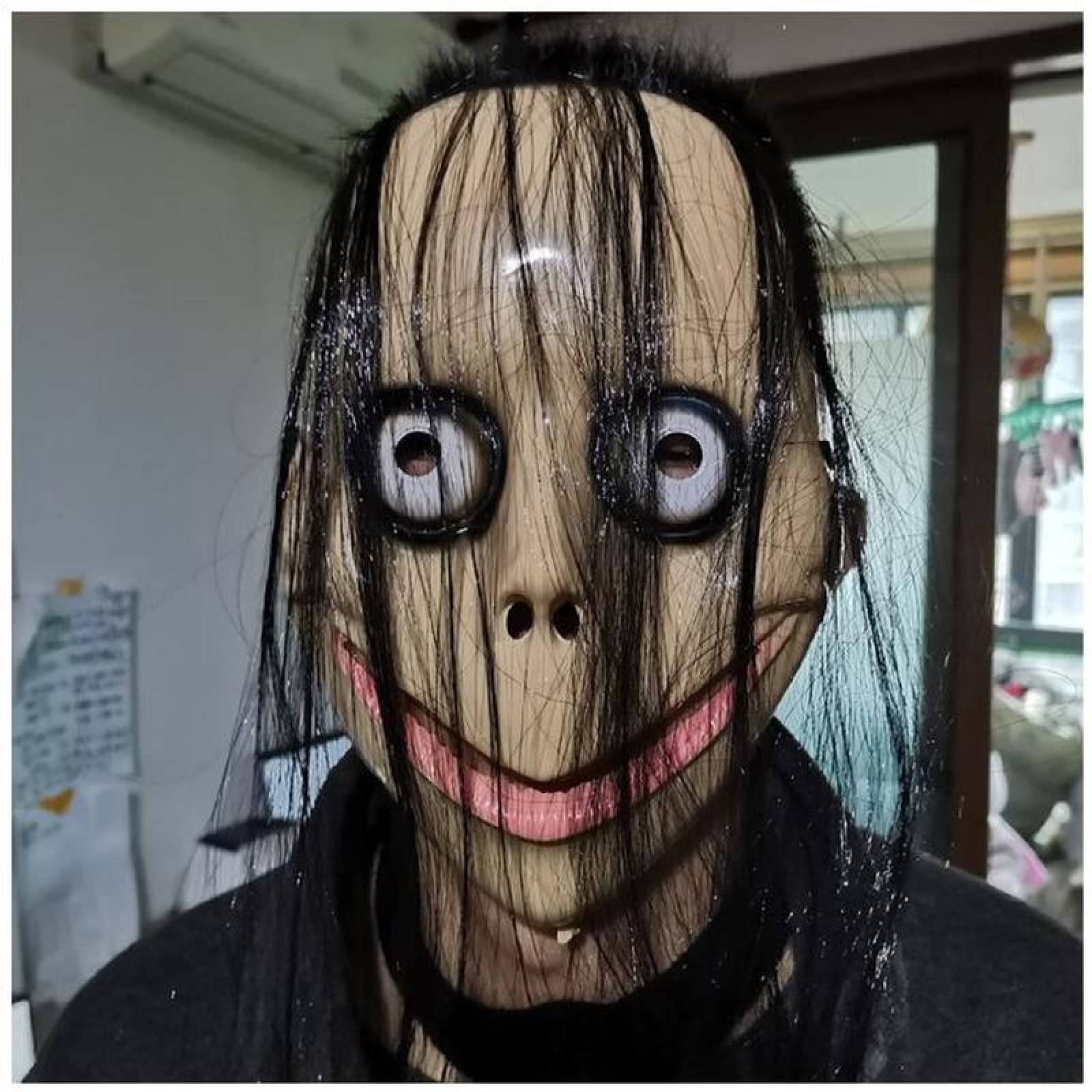 Día de Muertos Disfraz de Terror MXMOK-001-4 1 Pza, 24x17x3 Plástico PVC Máscara de Momo, MoMask