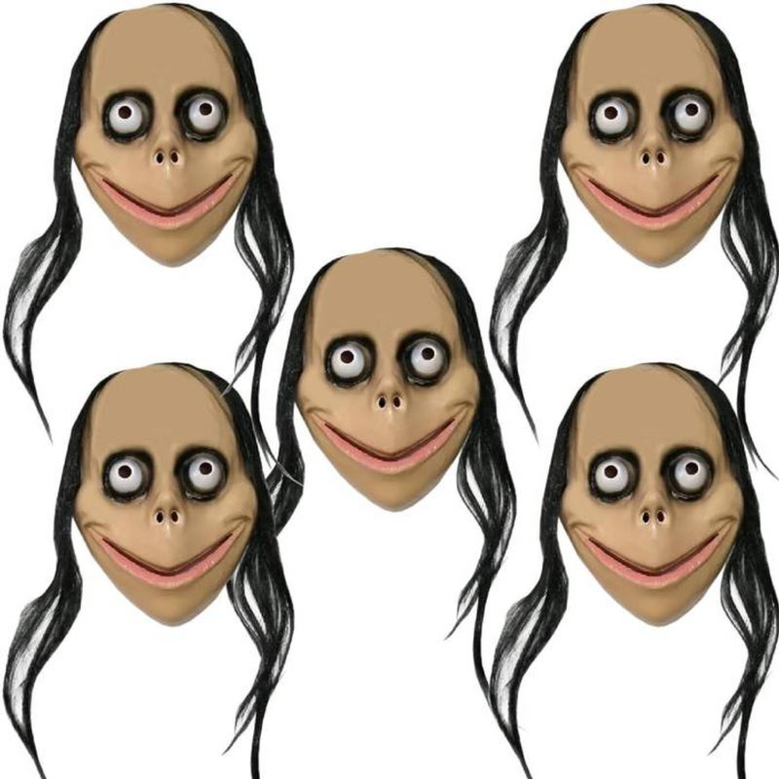 Día de Muertos Momo Disfraz MXMOK-005-6 5 Pzas, 24x17x3 Plástico PVC Máscara de Momo, MoMask