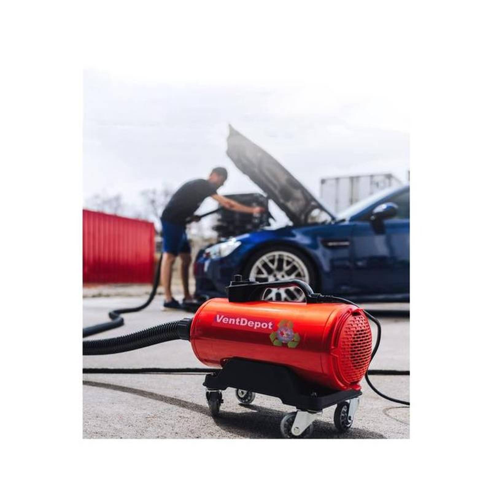  Secador de coche Potente secadora de lavado de autos con  manguera flexible de 26 pies y ruedas, velocidad de aire ajustable y  temperatura ultra alta velocidad del viento y flujo de
