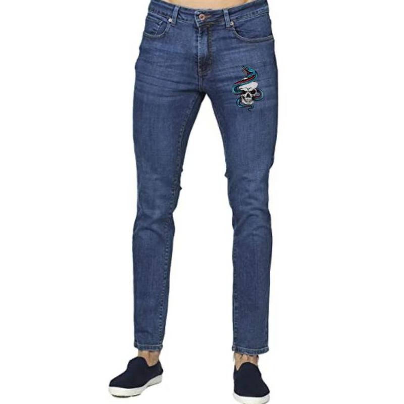 Parche de Calavera para Ropa MXSFF-001-1 1 Parche Grande y 1 Chico Calavera Vibora PET de Termofusión, SkullSnake03