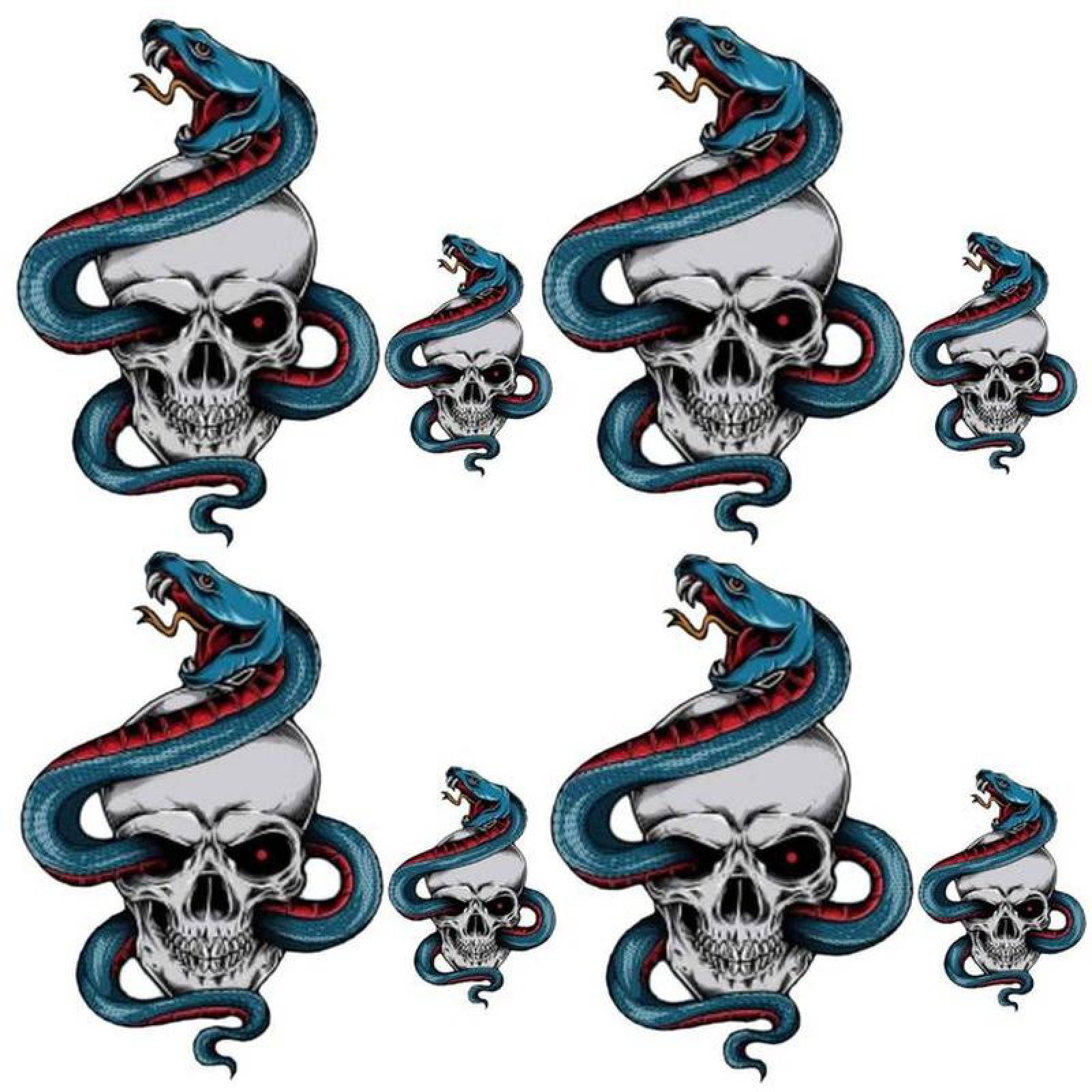 Decoración Parche Serpiente MXSFF-004-5 4 Parches Grandes y 4 Chicos Calavera Vibora PET de Termofusión, SkullSnake03