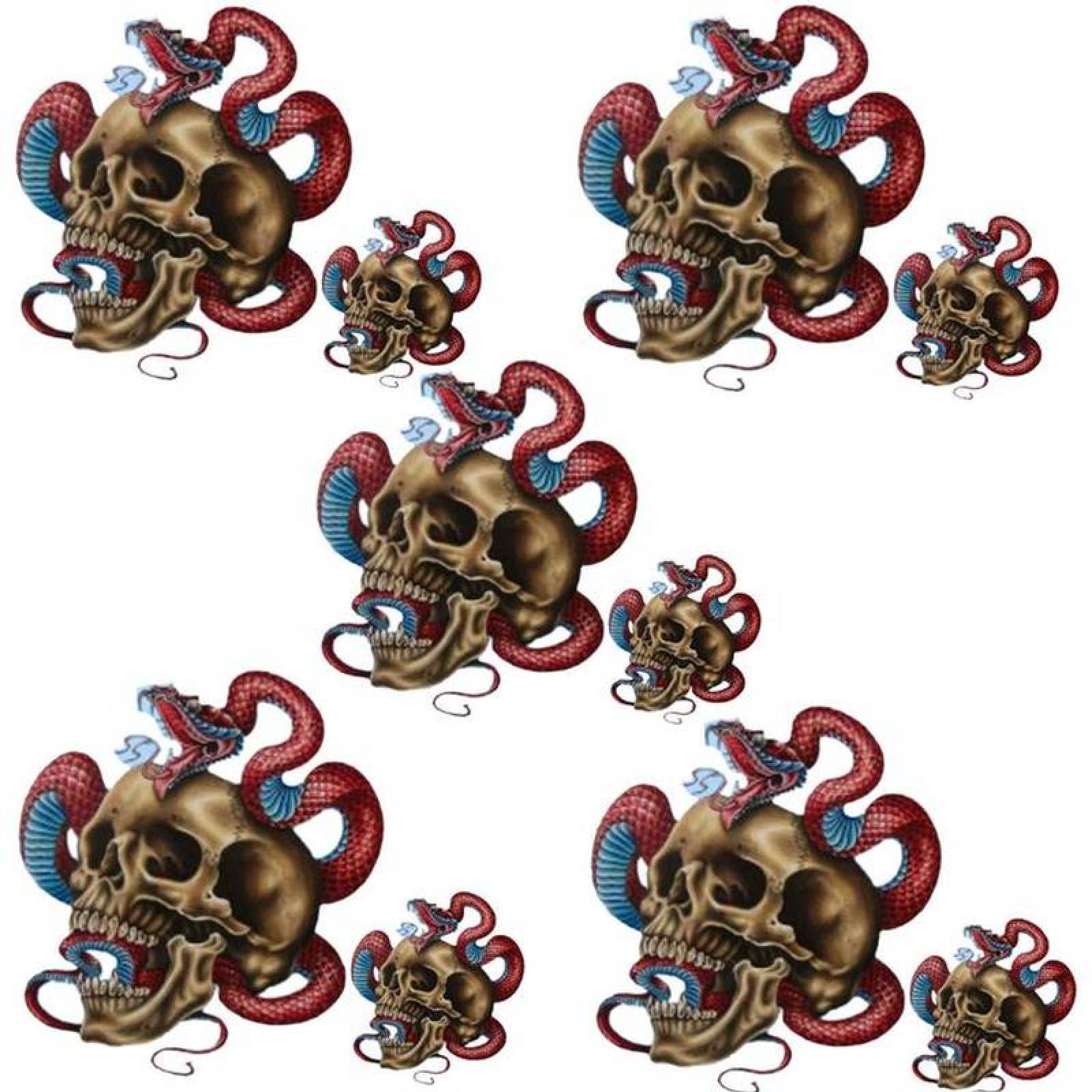 Termoadhesivos Parches para Playera MXSIU-005-3 5 Parches Grandes y 5 Chicos Calavera Serpiente PET de Termofusión, SkullSnake04