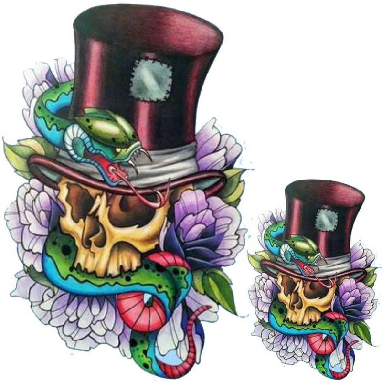 Parche Termoadhesivo MXSSA-001-4 1 Parche Grande y 1 Chico Cráneo Serpiente PET de Termofusión, SkullSnake05