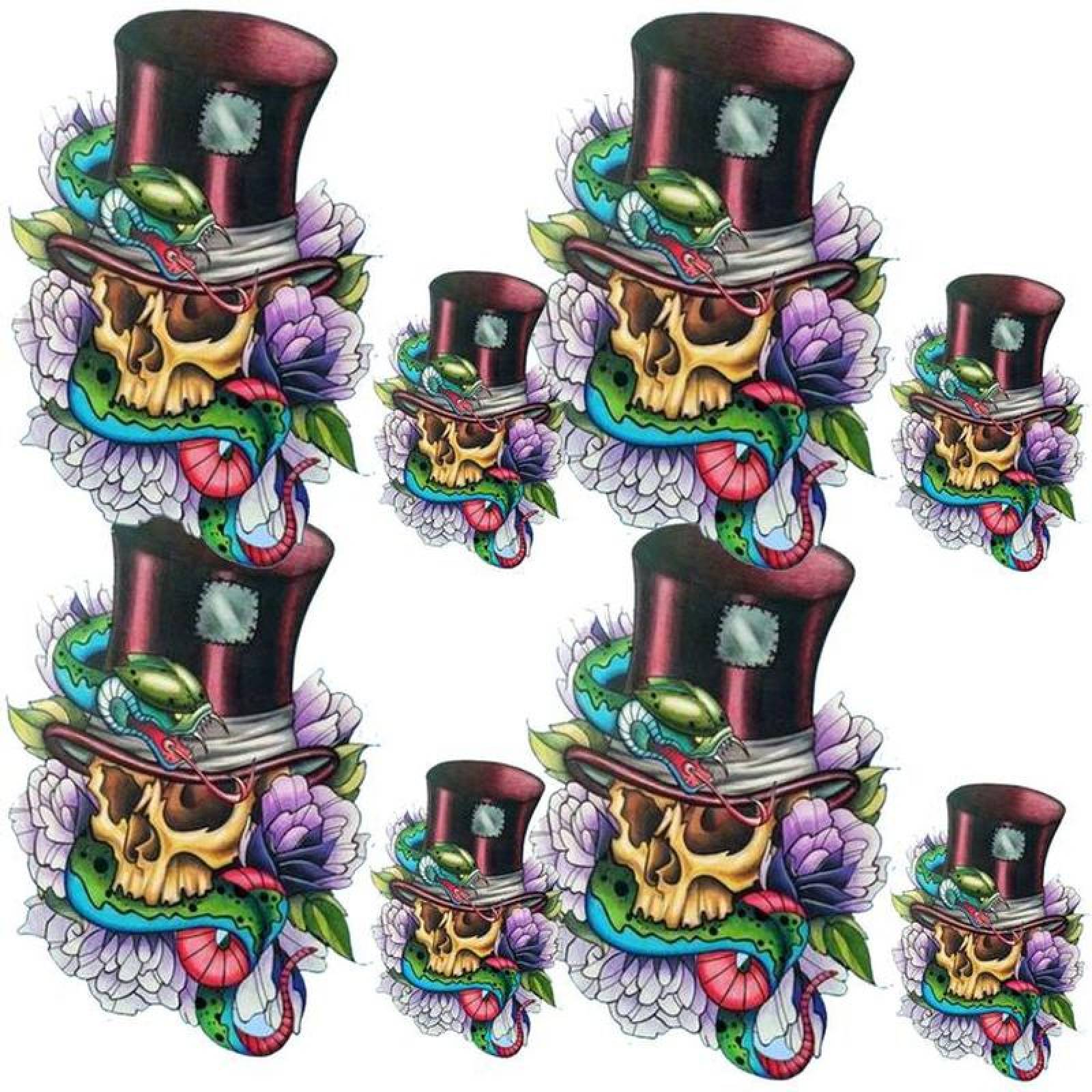 Termoadhesivos Parches para Playera MXSSA-004-6 4 Parches Grandes y 4 Chicos Cráneo Serpiente PET de Termofusión, SkullSnake05