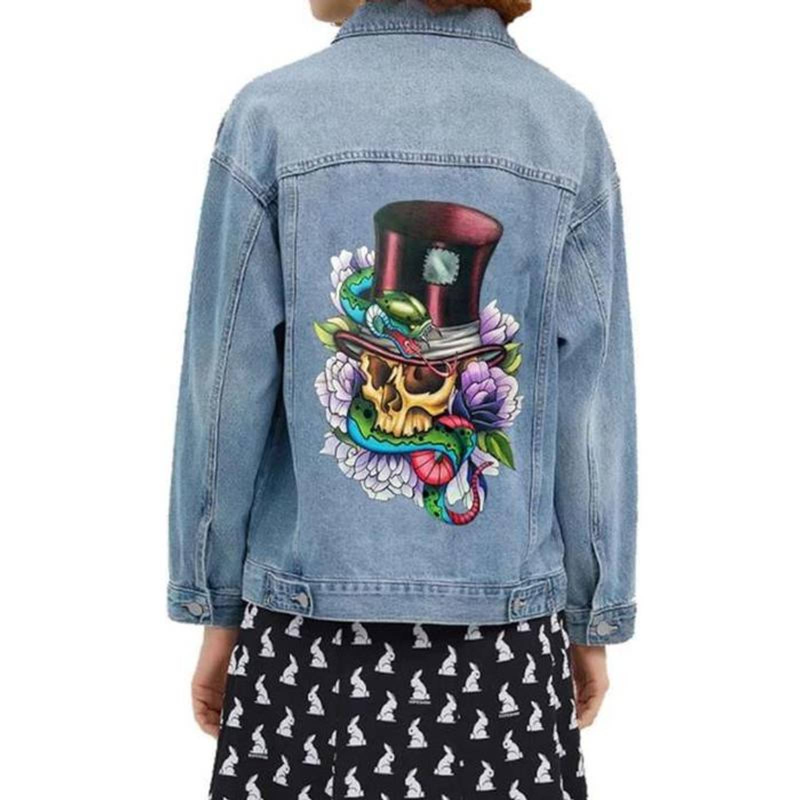 Parches con Diseño para Plancha MXSSA-005-6 5 Parches Grandes y 5 Chicos Cráneo Serpiente PET de Termofusión, SkullSnake05