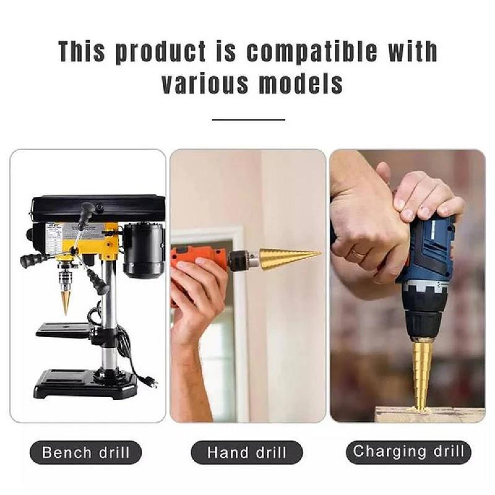 Brocas Especiales MXTGO-002-4 6 Pzas 2 x 3-12mm 2 x 4-12mm 2 x 4-20mm 2,4cm Zanco Escalonadas Acero Alta Velocidad, StagBroc