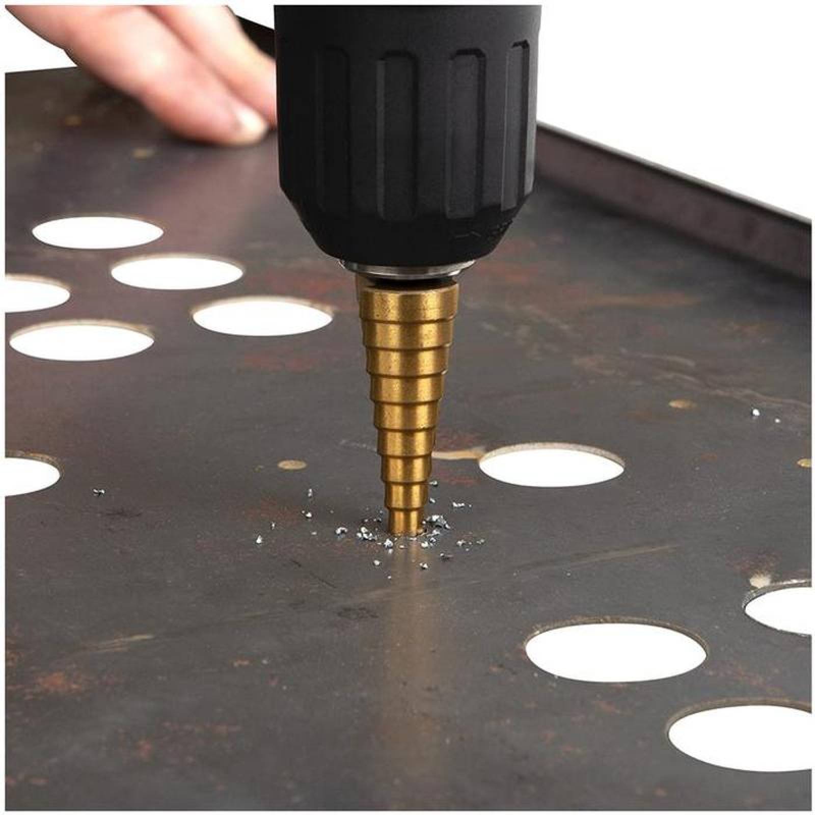 Broca de Acero para Perforar MXTGO-003-4 9 Pzas 3 x 3-12mm 3 x 4-12mm 3 x 4-20mm 2,4cm Zanco Escalonadas Acero Alta Velocidad, StagBroc