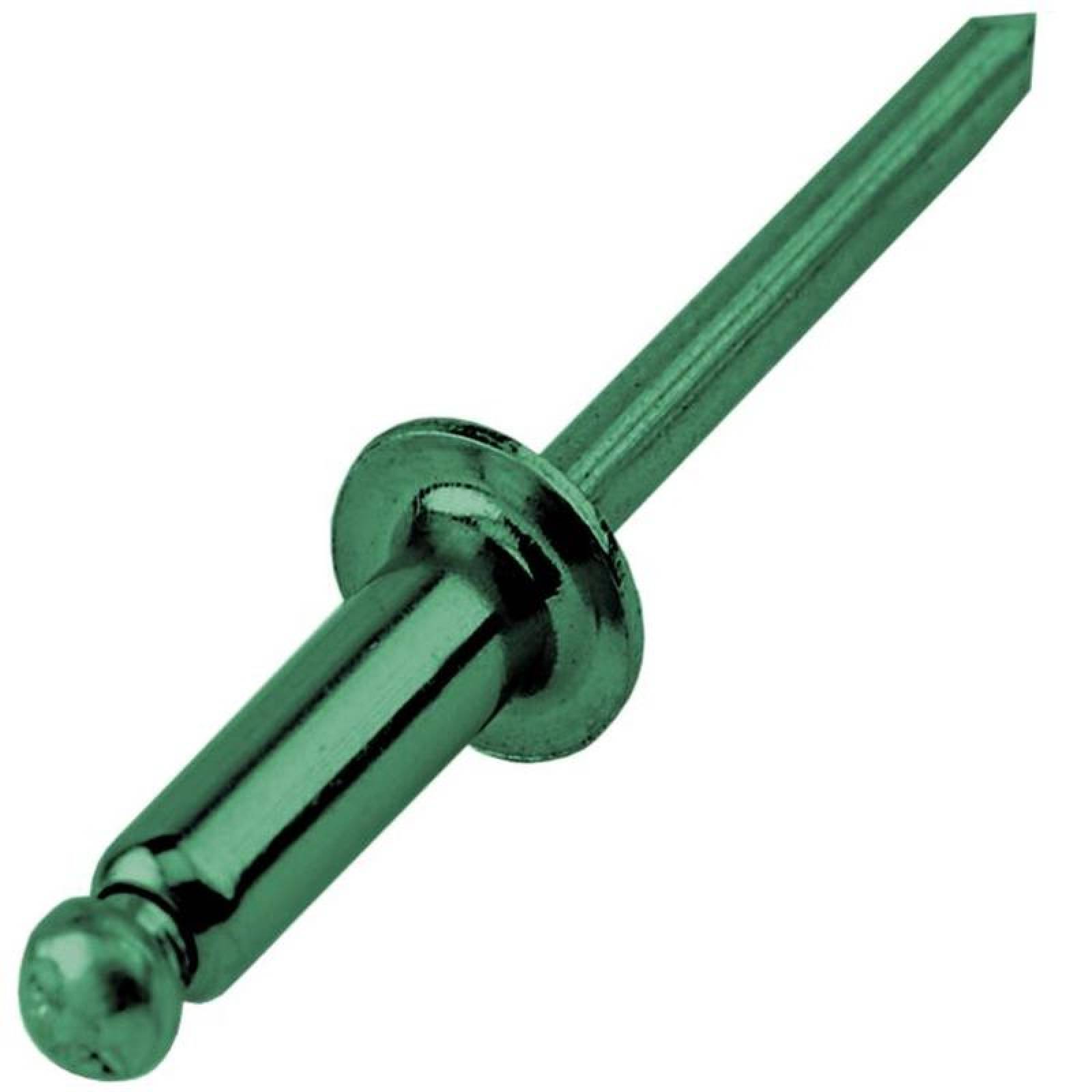 Remaches de Aluminio Tipo Pop MXRVE-031 1000Pzas # 4 Long 18" ó 12mm Cab,Domo Tipo Blind Acabado Verde Metálico, RivGree
