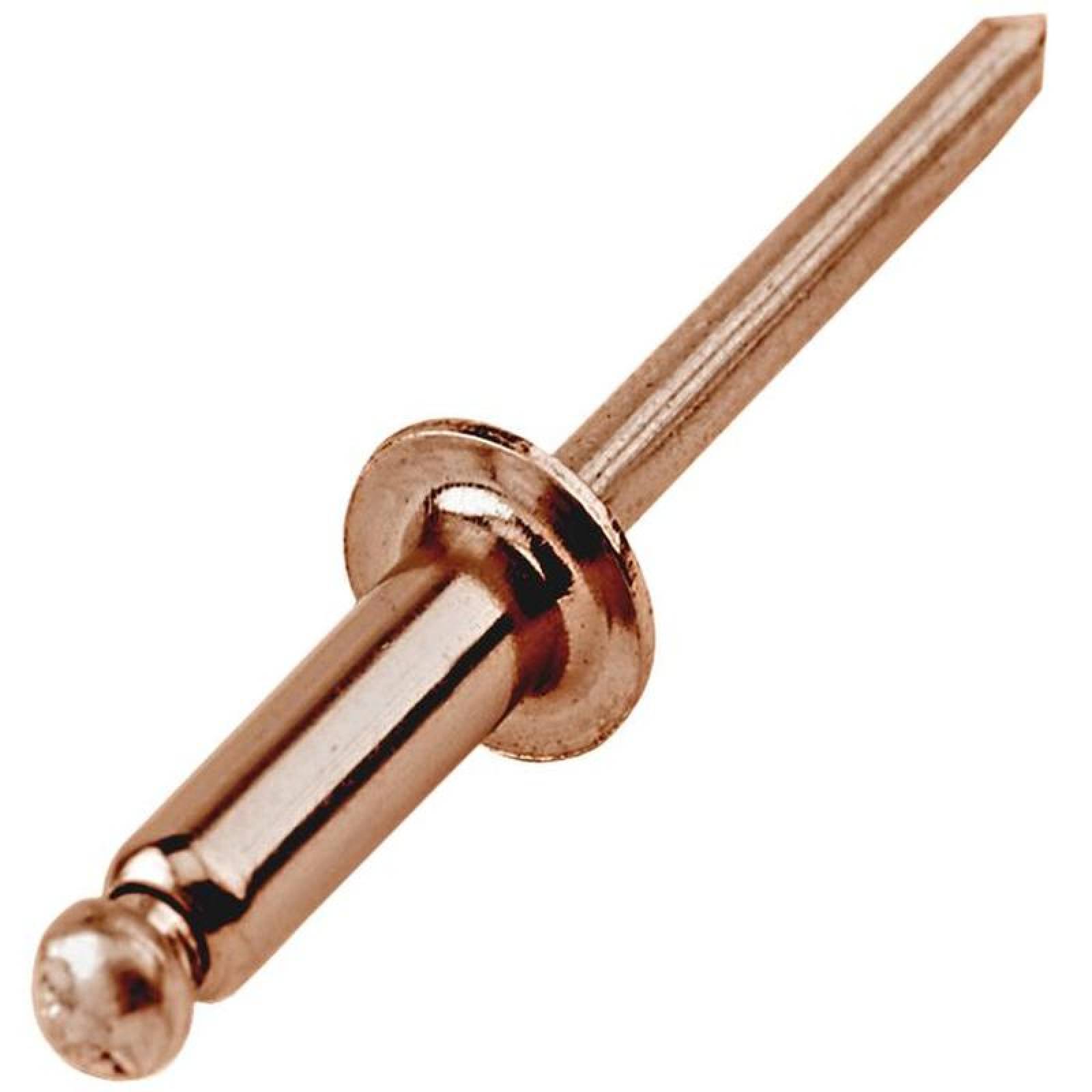 Remache Metálico y Acabado MXRVP-079 250Pzas # 6 Long 14" ó 12mm Cab,Domo Tipo Blind Acabado Cobre Metálico, RivCup