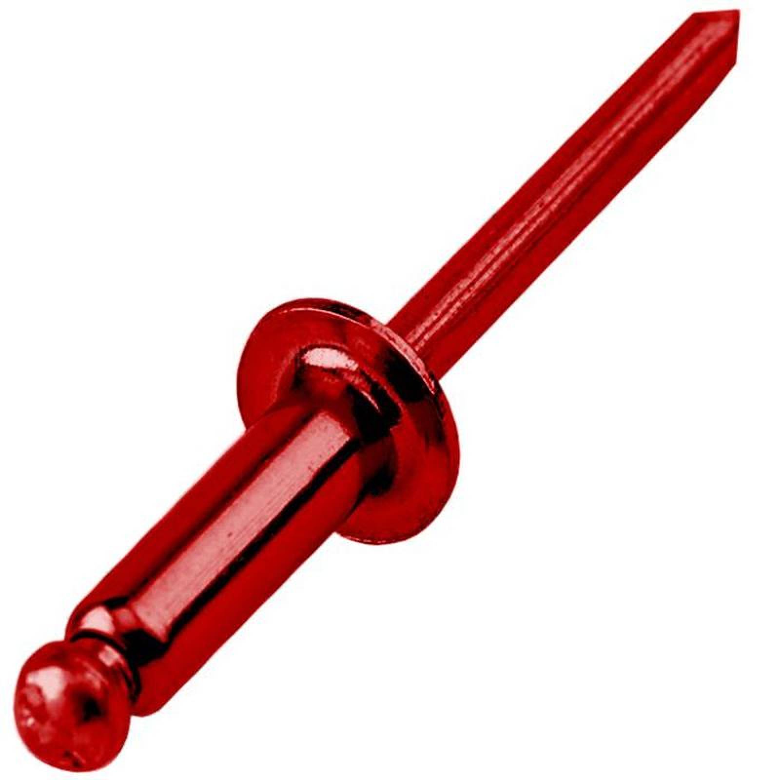 Remache Metálico y Acabado MXRVR-079 250Pzas # 6 Long 14" ó 12mm Cab,Domo Tipo Blind Acabado Rojo Metálico, RivRed