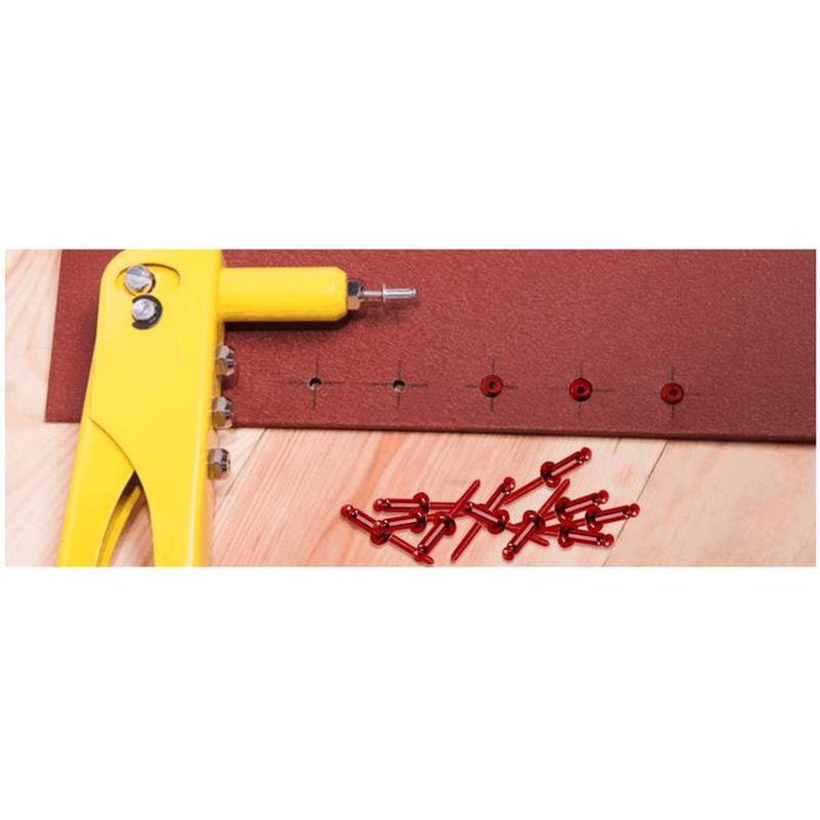 Remache Metálico y Acabado MXRVR-079 250Pzas # 6 Long 14" ó 12mm Cab,Domo Tipo Blind Acabado Rojo Metálico, RivRed