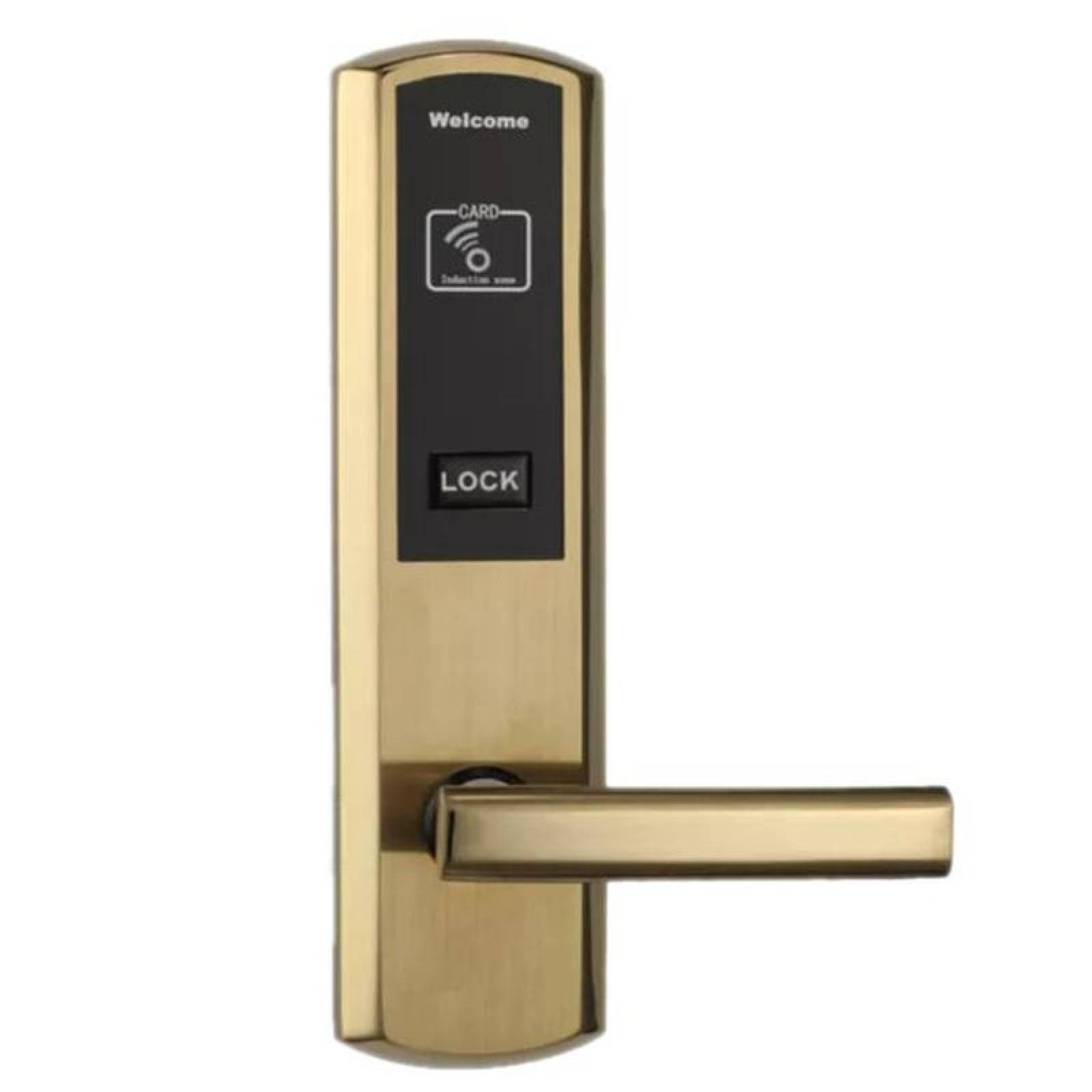 Chapa con Tarjeta de Seguridad MXCAO-002-7 NFC Oro Espesor de Puerta 30 a 38 mm Pilas 5 x AA No incluidas CardLock