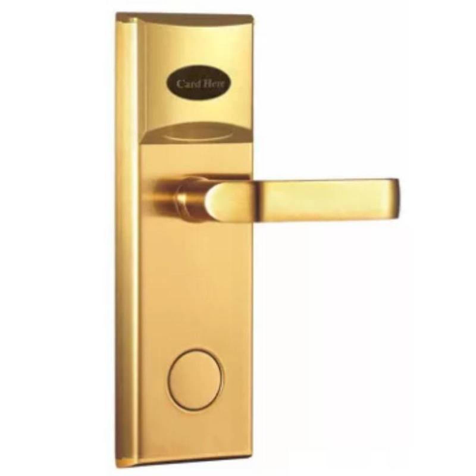 Chapa Inteligente con Tarjeta MXEKK-001-8 NFC Oro Espesor de Puerta 50 a 80 mm Pilas 4 x AAA No incluidas ElecLock