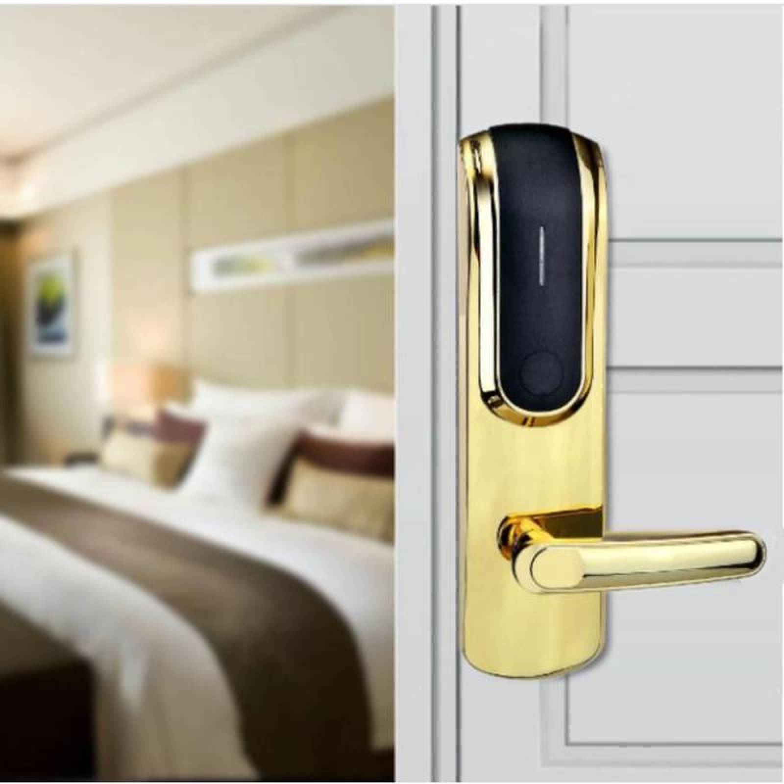 Cerraduras para Hoteles MXKBC-001-10 NFC Oro Espesor de Puerta 30 a 55 mm Pilas 4 x AA No incluidas KnobCard