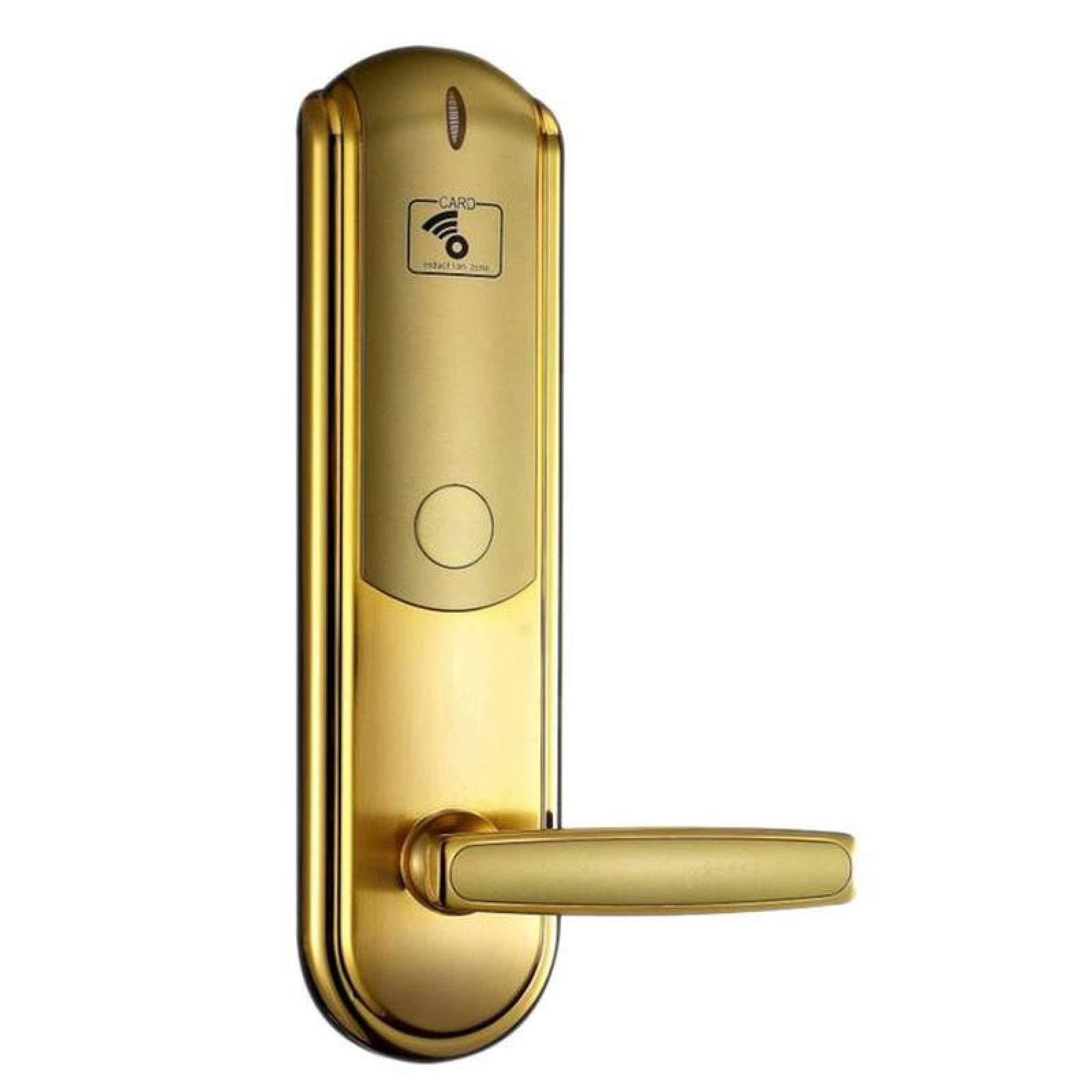 Chapa con Tarjeta de Seguridad MXSFL-001-4 NFC Oro Espesor de Puerta 20 a 50 mm Pilas 4 x AA No incluidas SafetyLock