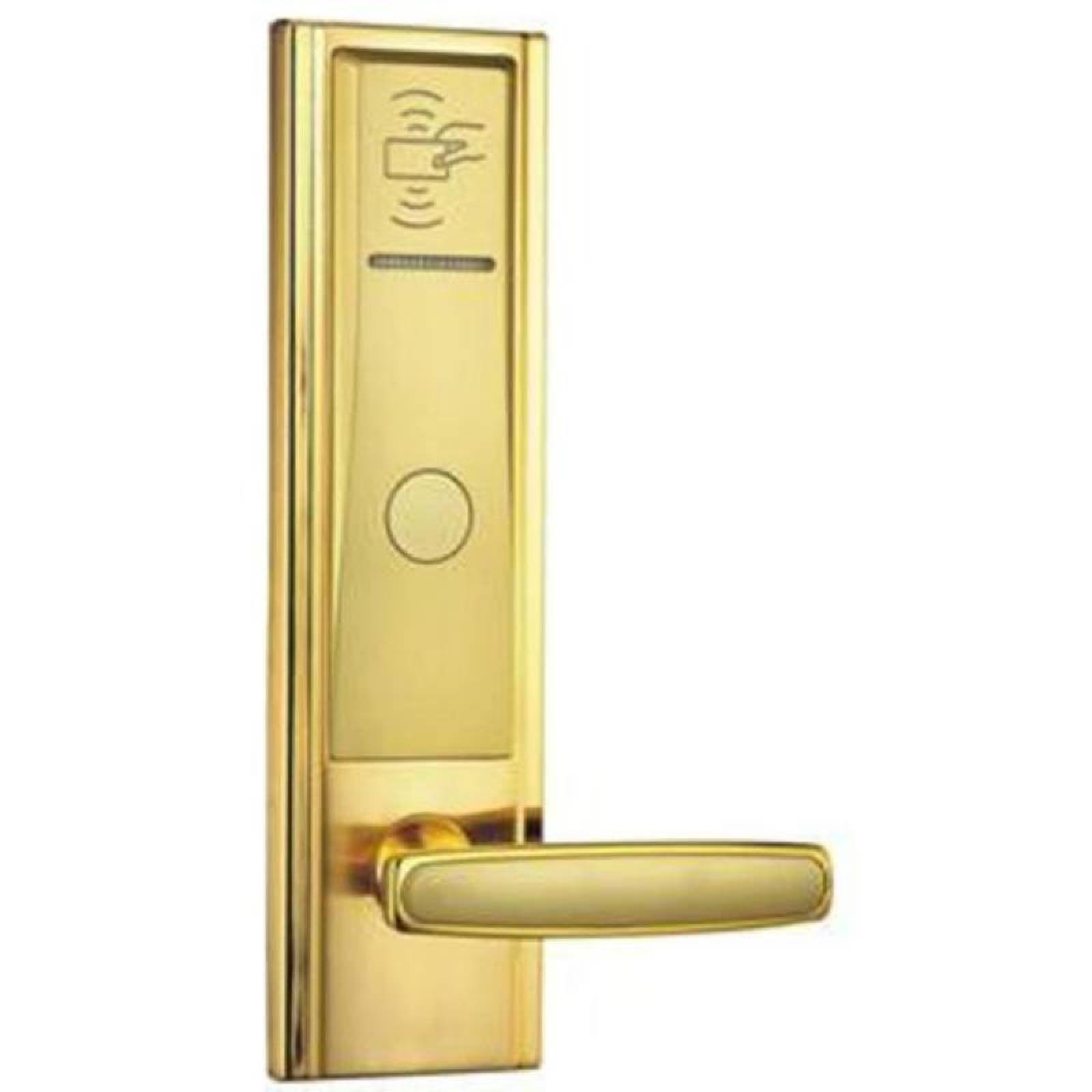Chapa Inteligente para Hotel MXWLH-001-5 NFC Oro Espesor de Puerta 38 a 88 mm Windows Pilas 4 x AA No incluidas WirelessHotel