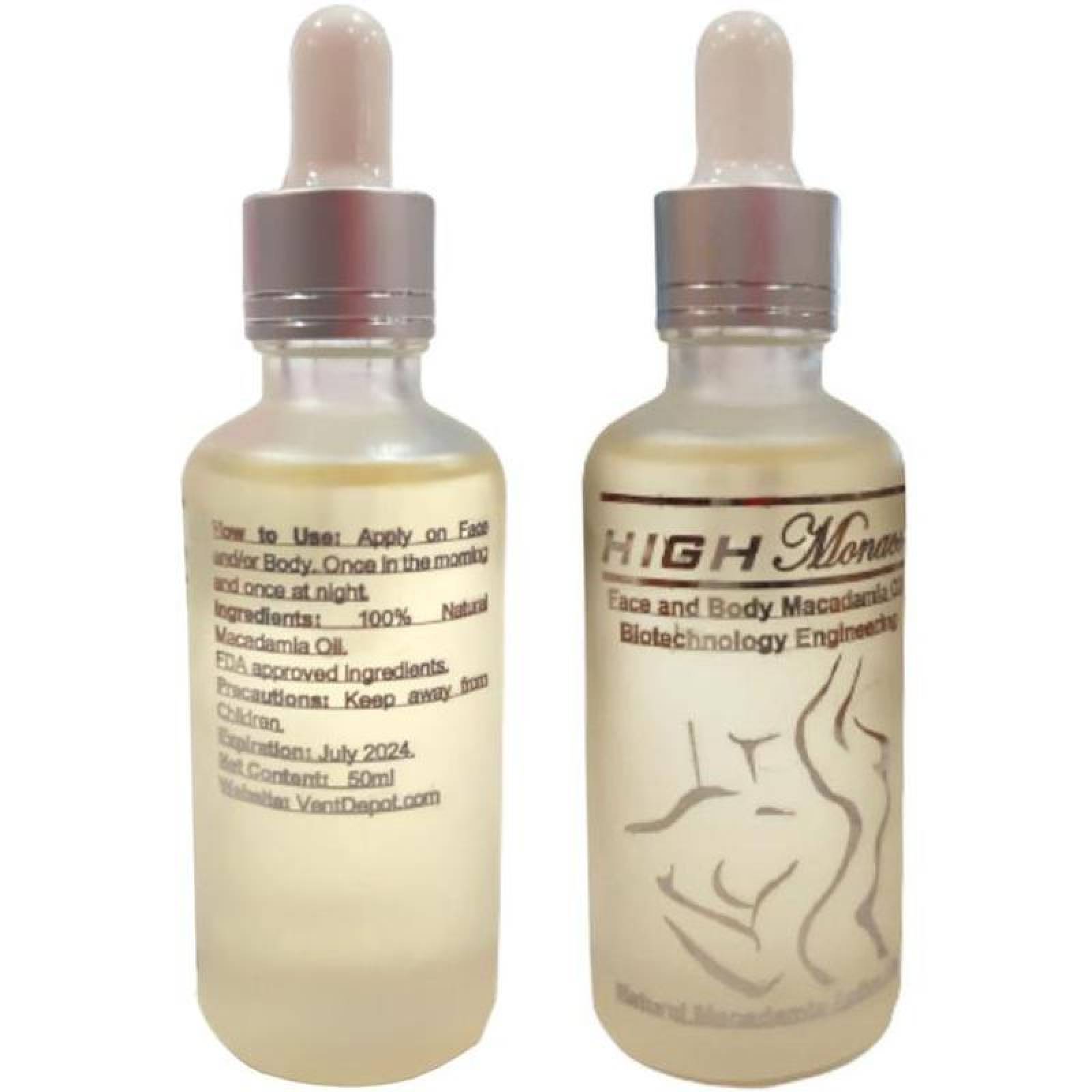 Aceite con Vitamina E MXOLB-002-1 2 pzas 50 ml Frasco de vidrio con gotero Macadamia 100porciento natural Uso diario, OildBodily