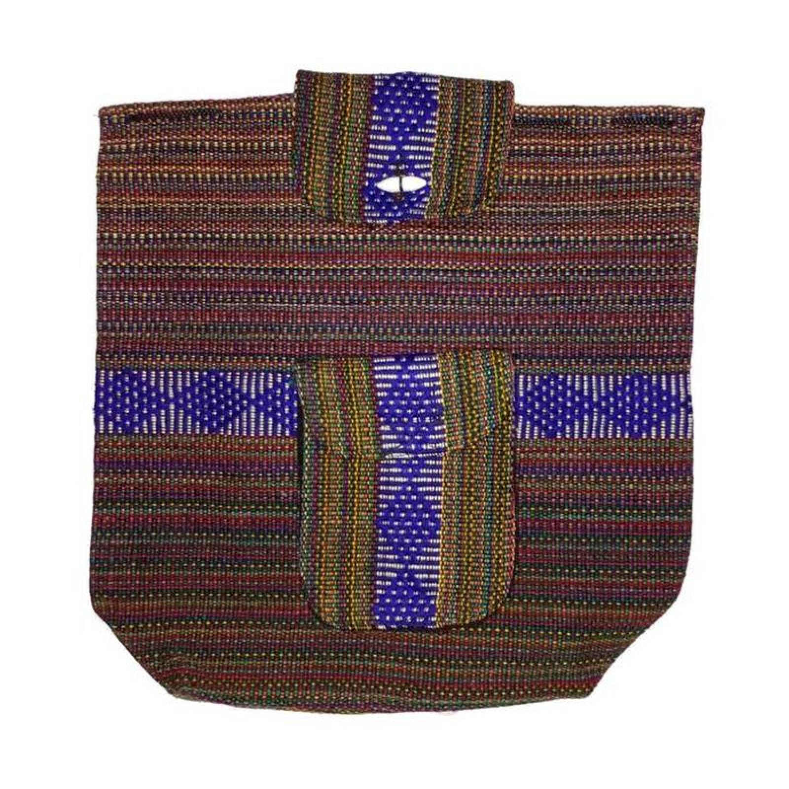Morral Artesanal Bordado MXHUI-001-7 1 Pza 10Kg MoradoAzulRojo Hechas a Mano HiloEstambre, HuitzColors