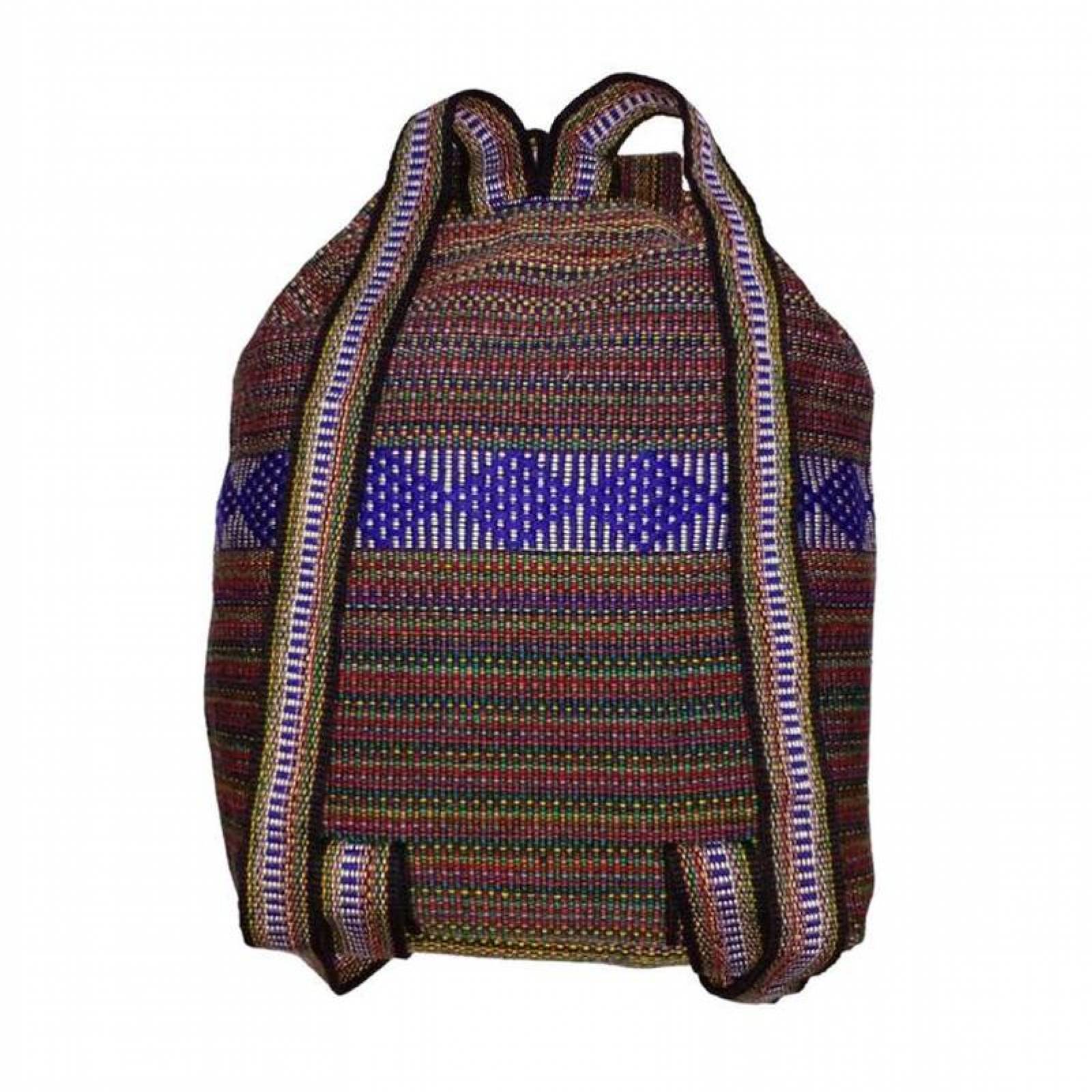 Morral Artesanal Bordado MXHUI-001-7 1 Pza 10Kg MoradoAzulRojo Hechas a Mano HiloEstambre, HuitzColors