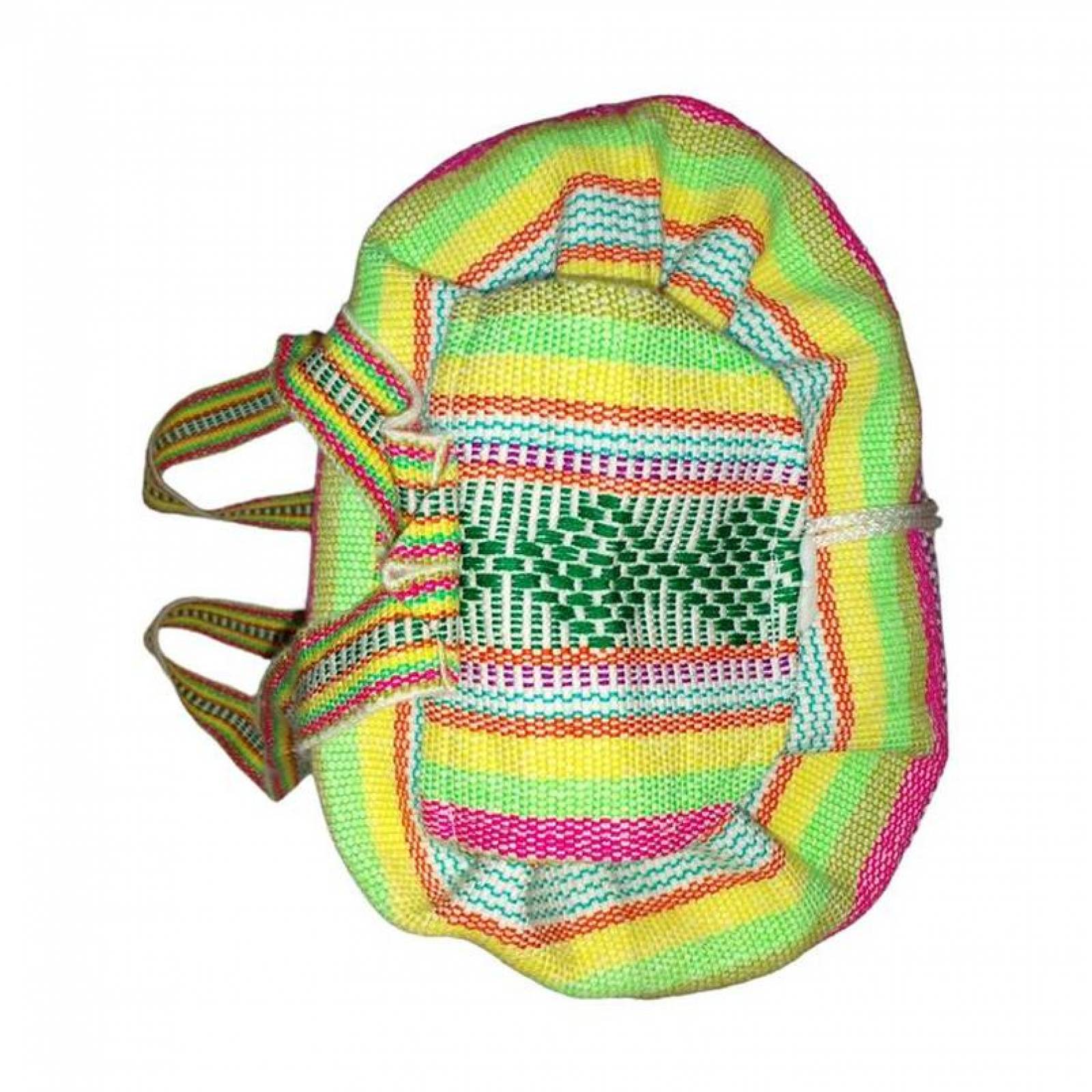 Morral Artesanal Bordado MXIXC-001-3 1 Pza 10Kg VerdeAmarilloRosa Hechas a Mano HiloEstambre, IxColors