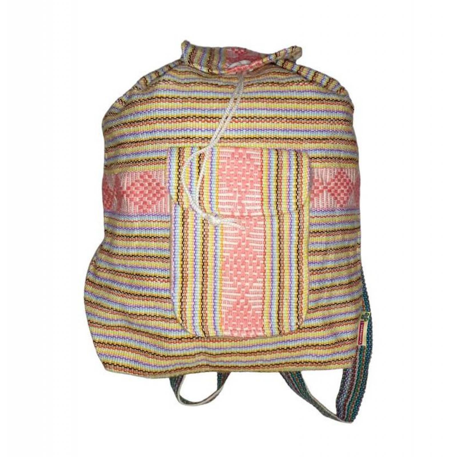 Morral Tejido a Mano MXIZE-001-3 1 Pza 10Kg RosaCaféAzul Hechas a Mano HiloEstambre, IzeColors