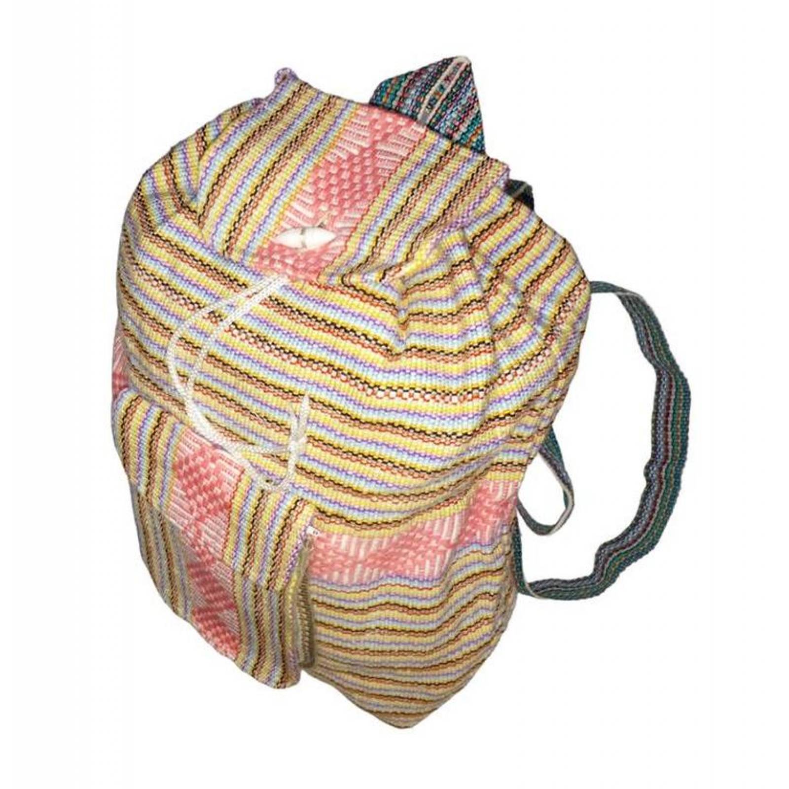Morral Tejido a Mano MXIZE-001-3 1 Pza 10Kg RosaCaféAzul Hechas a Mano HiloEstambre, IzeColors