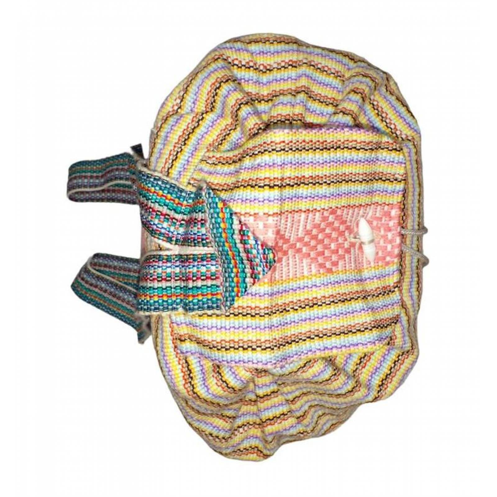 Morral Tejido a Mano MXIZE-001-3 1 Pza 10Kg RosaCaféAzul Hechas a Mano HiloEstambre, IzeColors