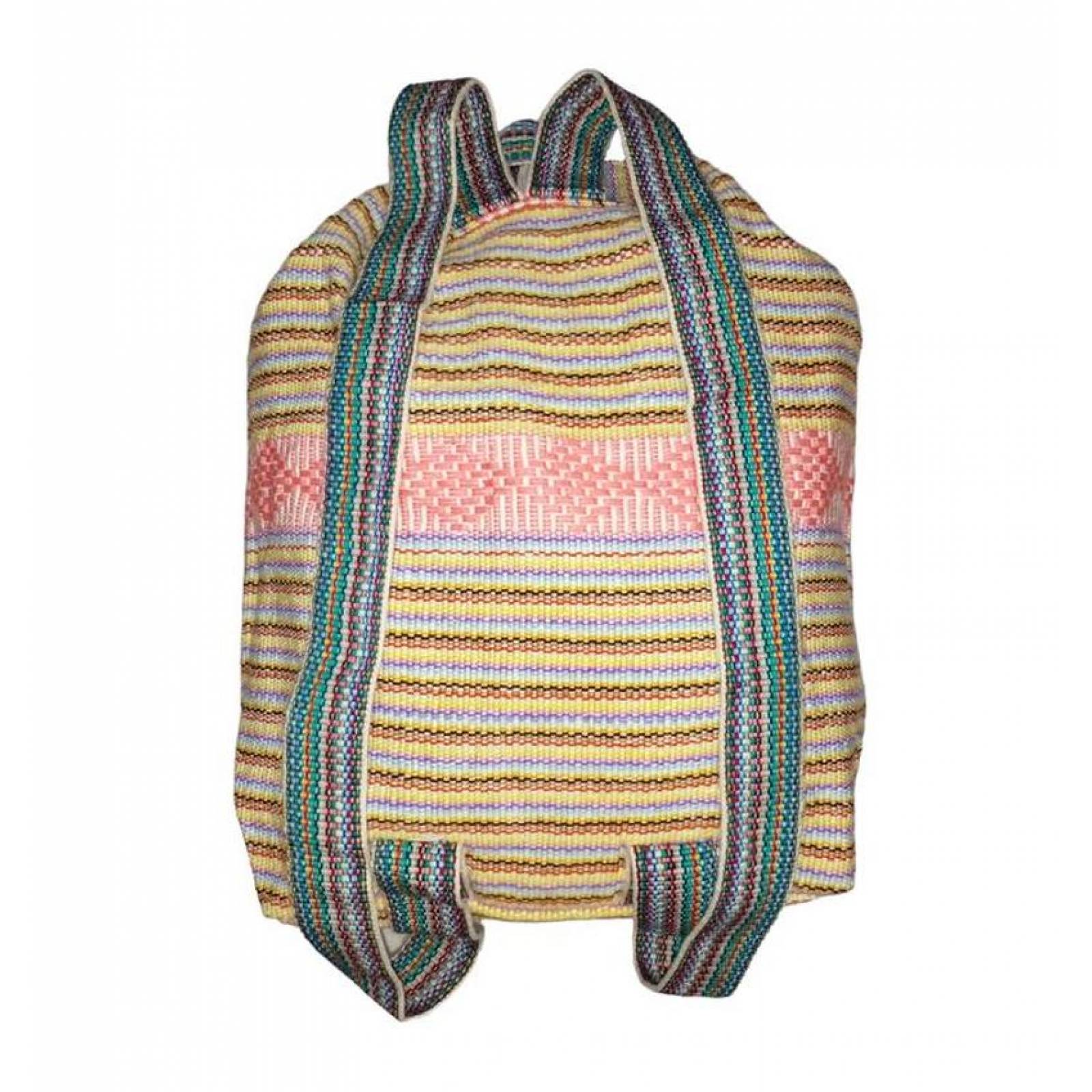Morral Tejido a Mano MXIZE-001-3 1 Pza 10Kg RosaCaféAzul Hechas a Mano HiloEstambre, IzeColors