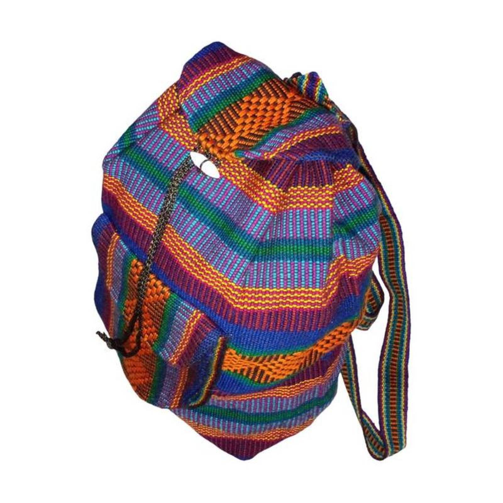 Mochila Artesanal Hecha a Mano MXLIZ-001-13 1 Pza 10Kg AzulMoradoNaranja Hechas a Mano HiloEstambre, LitzColors