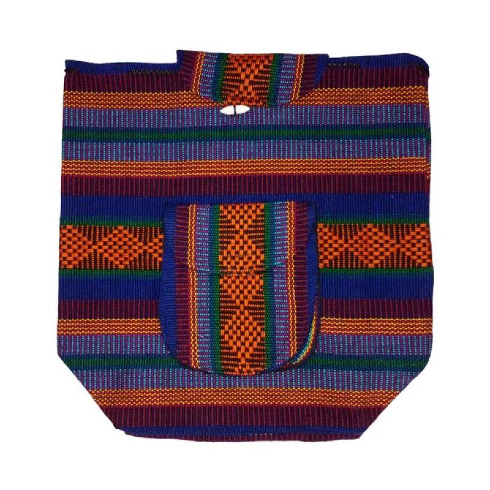 Mochila Artesanal Hecha a Mano MXLIZ-001-13 1 Pza 10Kg AzulMoradoNaranja Hechas a Mano HiloEstambre, LitzColors