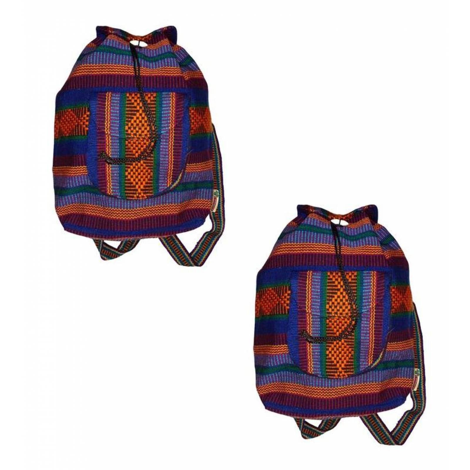 Mochilas Tejidas MXLIZ-002-4 2 Pzas 10Kg AzulMoradoNaranja Hechas a Mano HiloEstambre, LitzColors