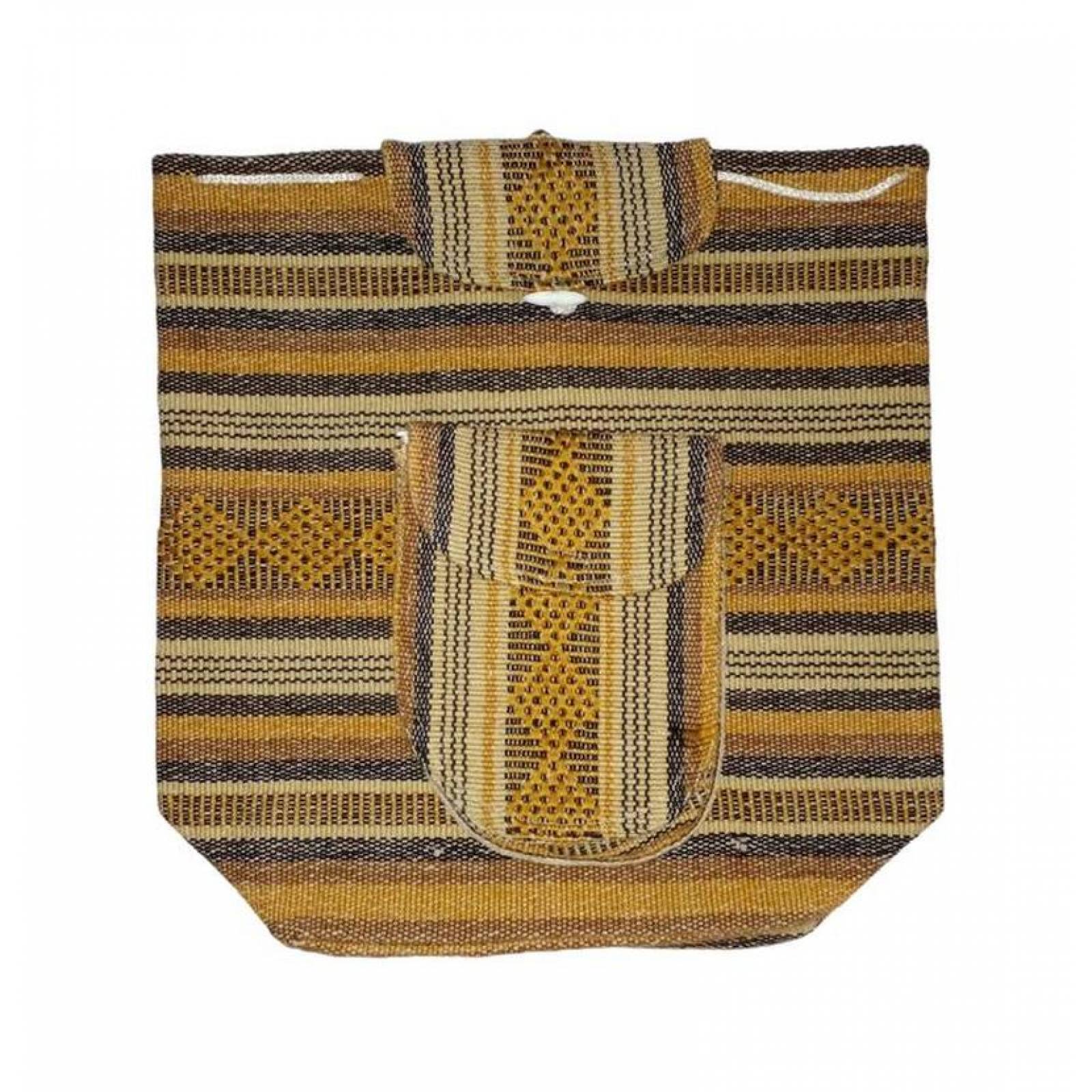 Morral Artesanal Bordado MXNAH-001-13 1 Pza 10Kg CaféBeigeNegro Hechas a Mano HiloEstambre, AnaColors