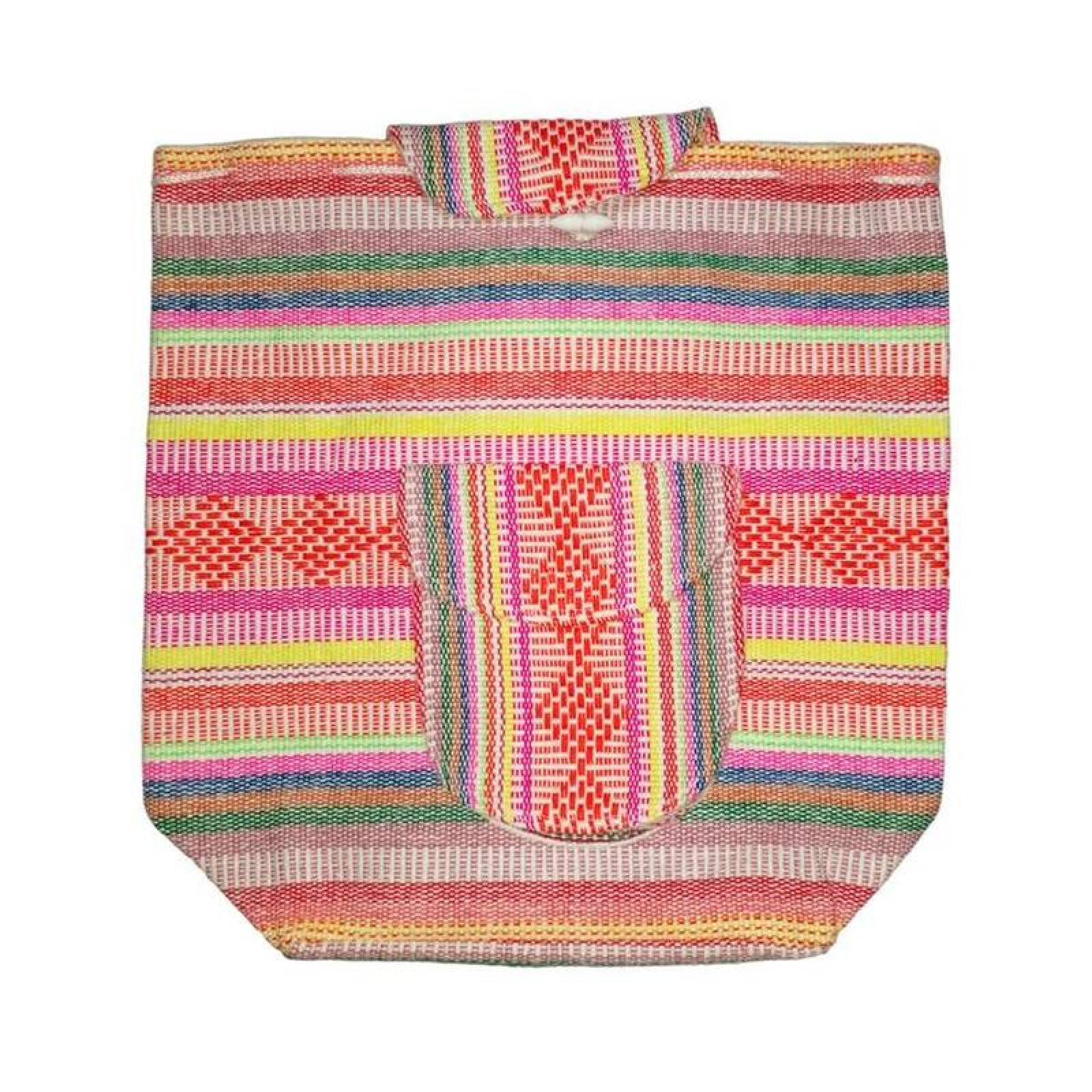 Mochilas Tejidas MXOCO-001-15 1 Pza 10Kg RojoRosaMulticolor Hechas a Mano HiloEstambre, OcotlColors