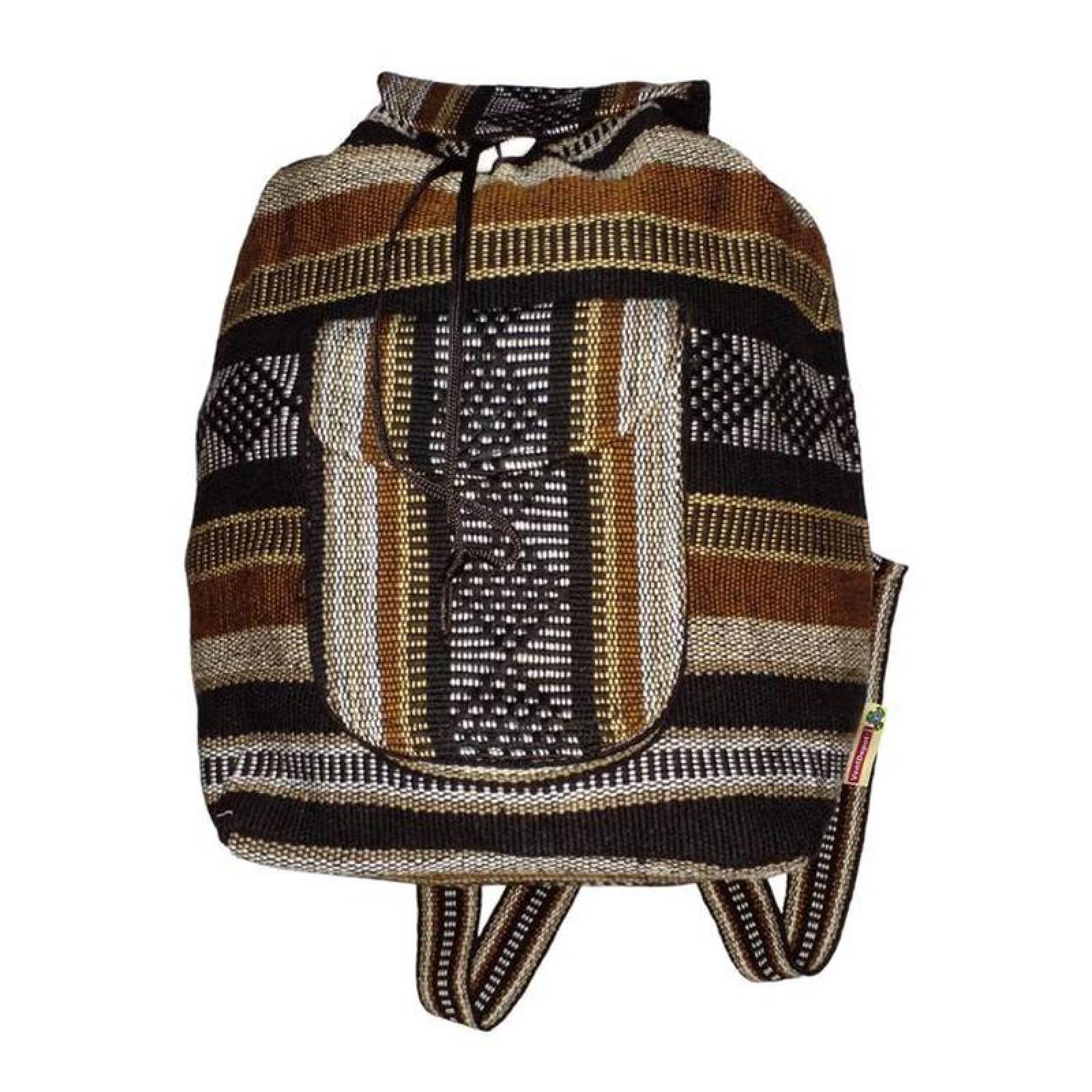 Mochila Hecha a Mano or Mexicanos MXQUE-001-3 1 Pza 10Kg CaféBeigeNegro Hechas a Mano HiloEstambre, QuetzColors
