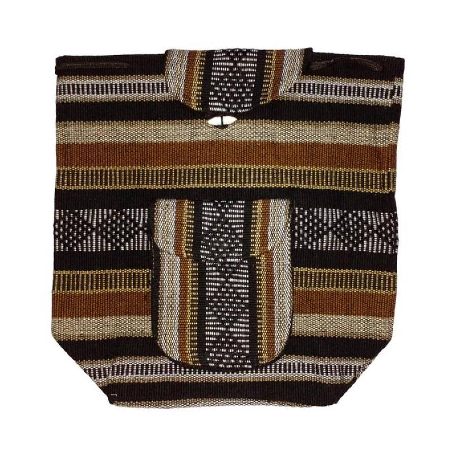 Mochila Artesanal Hecha a Mano MXQUE-001-8 1 Pza 10Kg CaféBeigeNegro Hechas a Mano HiloEstambre, QuetzColors