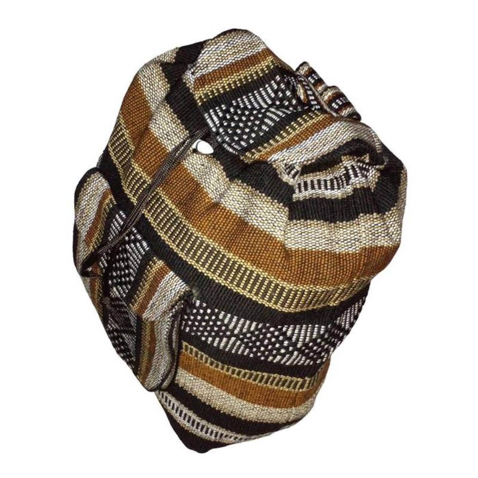 Mochilas Tejidas MXQUE-001-14 1 Pza 10Kg CaféBeigeNegro Hechas a Mano HiloEstambre, QuetzColors