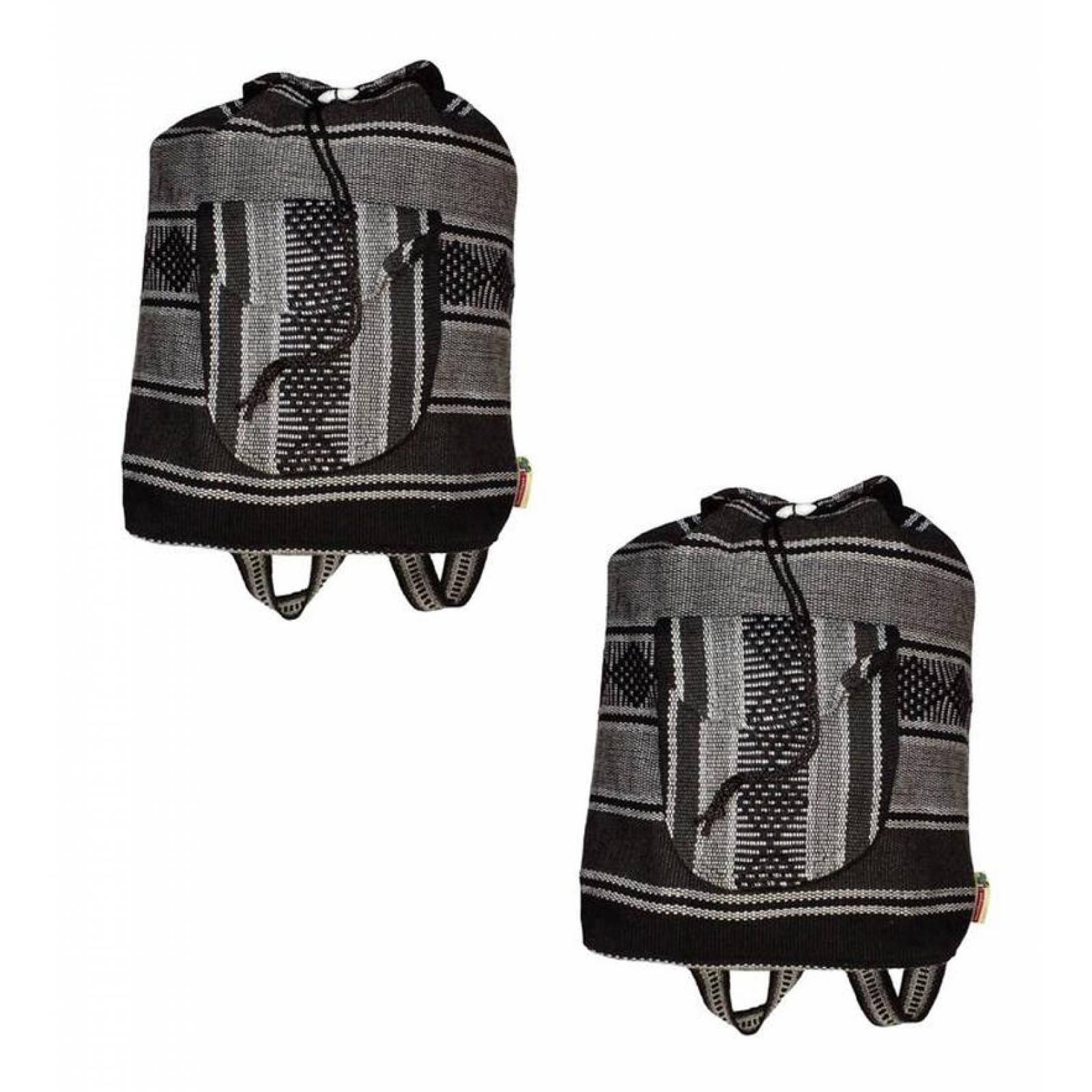 Mochila Artesanal Hecha a Mano MXTZA-002-4 2 Pzas 10Kg Negroblanco Hechas a Mano HiloEstambre, ItzaColors
