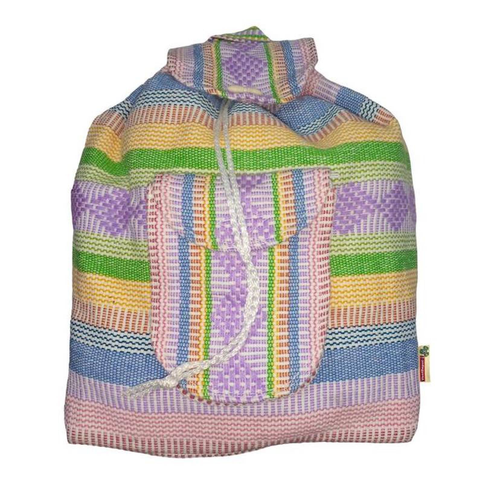 Morral Tejido a Mano MXTZC-001-12 1 Pza 10Kg RosaAmarilloVerde Hechas a Mano HiloEstambre, AtzColors